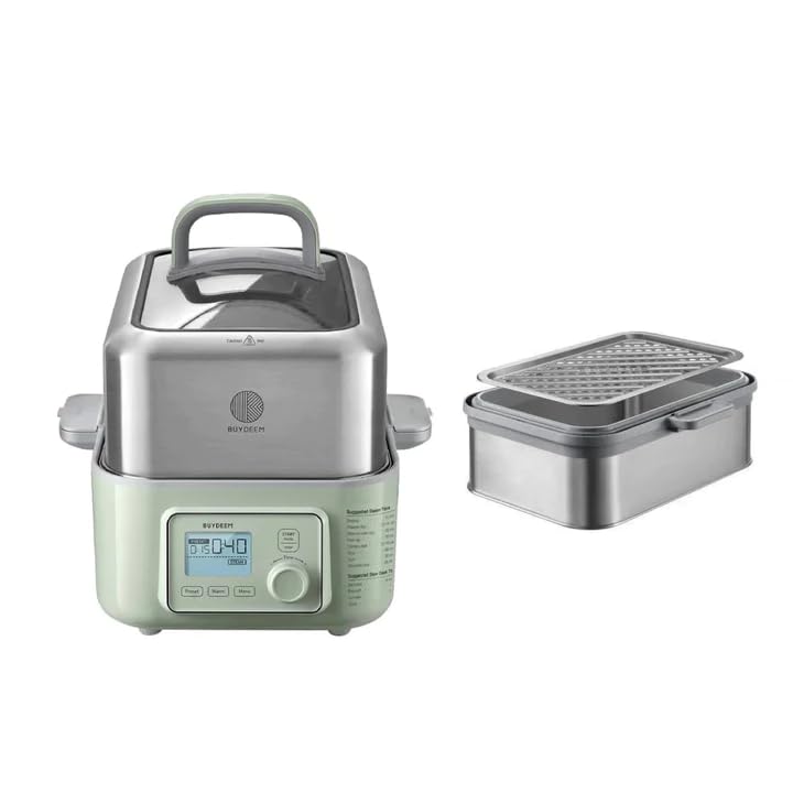 BUYDEEM G553 5-Quart Electric Food Steamer with A501 Stackable Double Tier - Healthy Cooking for Vegetables, Dumplings & Seafood - Perfect for Home Kitchens & Meal Prep