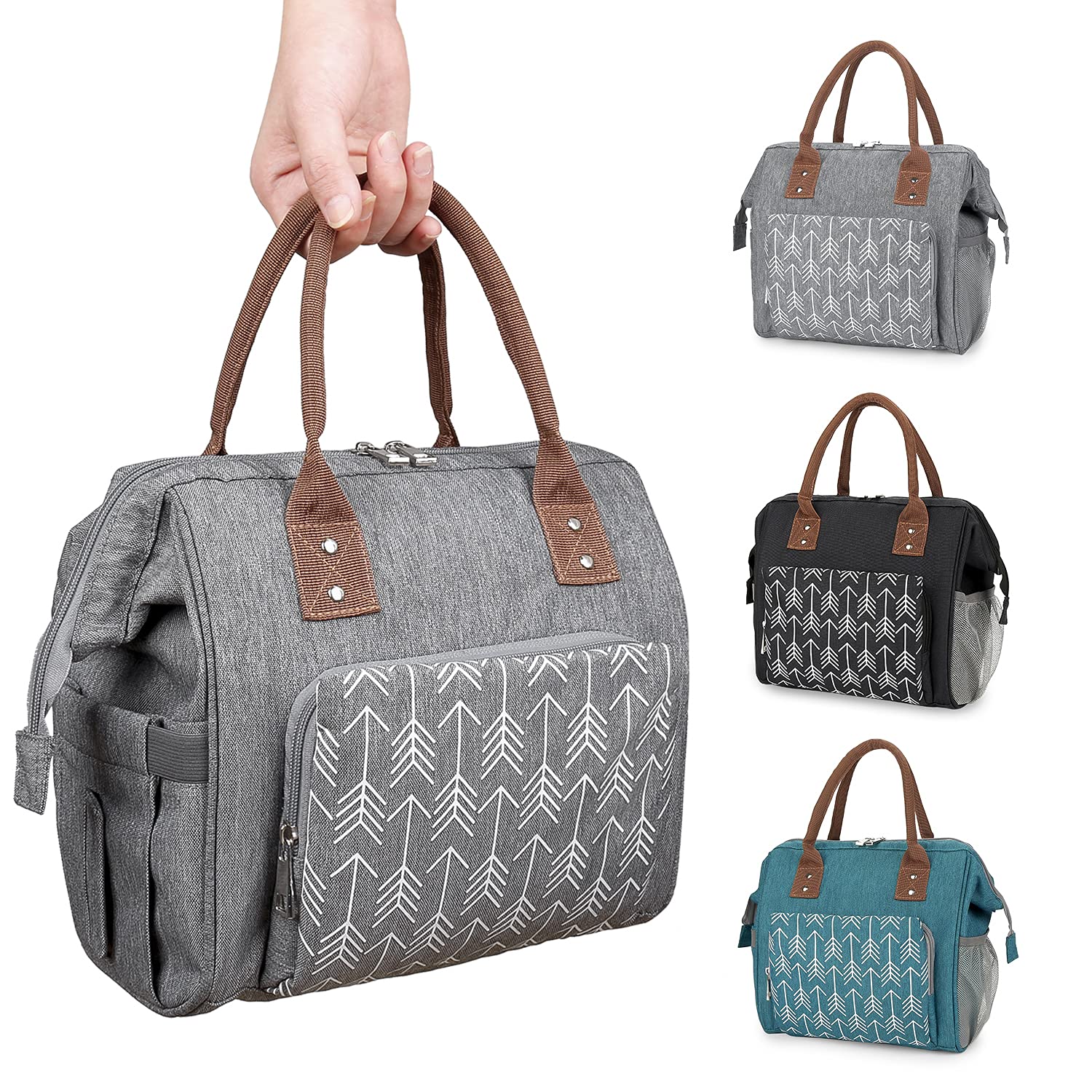 Leakproof Insulated Lunch Bag for Women - Reusable Cooler Tote for Work, School & Picnic - Grey Lunch Box for Office, Outdoor & Daily Use