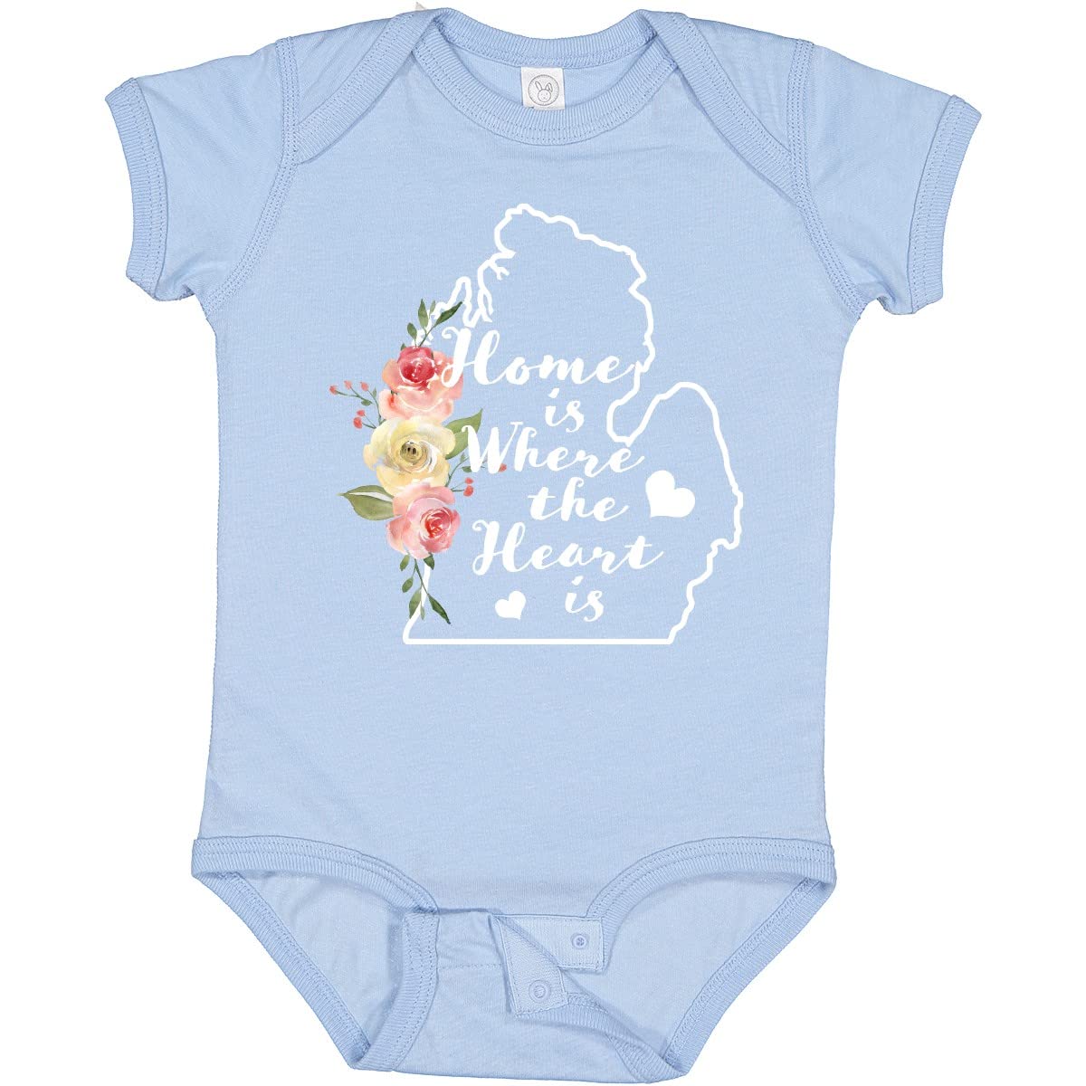 Inktastic Michigan Home is Where The Heart is Watercolor Baby Bodysuit - Soft Cotton Infant Onesie for Newborns, Perfect for Family Photos, Holidays & Everyday Wear