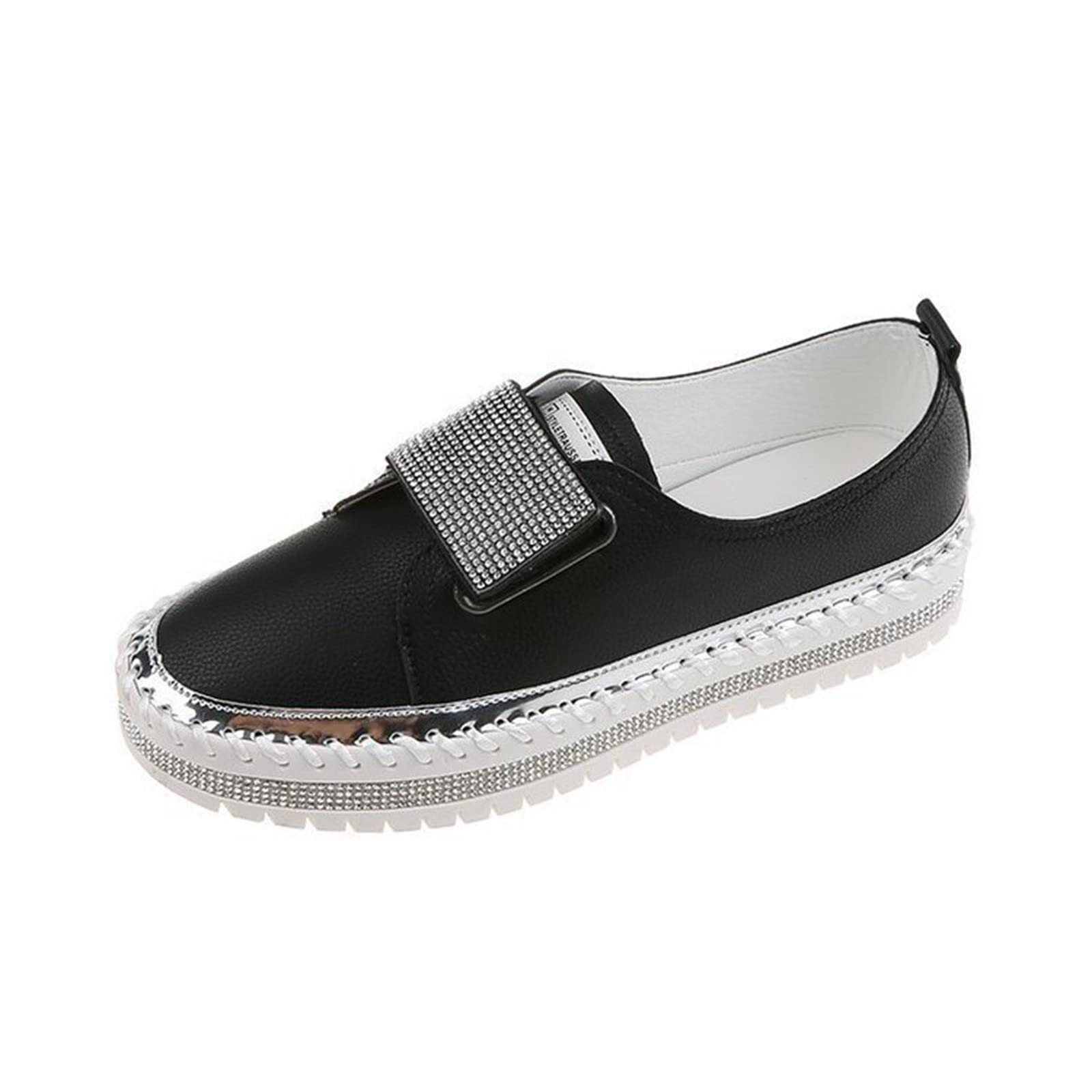 Women's Comfortable Round Toe Flats Shoes - Breathable Casual Sneakers with Memory Foam, Diamond Lace-Up Design for Dressy & Leisure Wear (Size 8) | Perfect for Office, Walking & Outdoor Activities