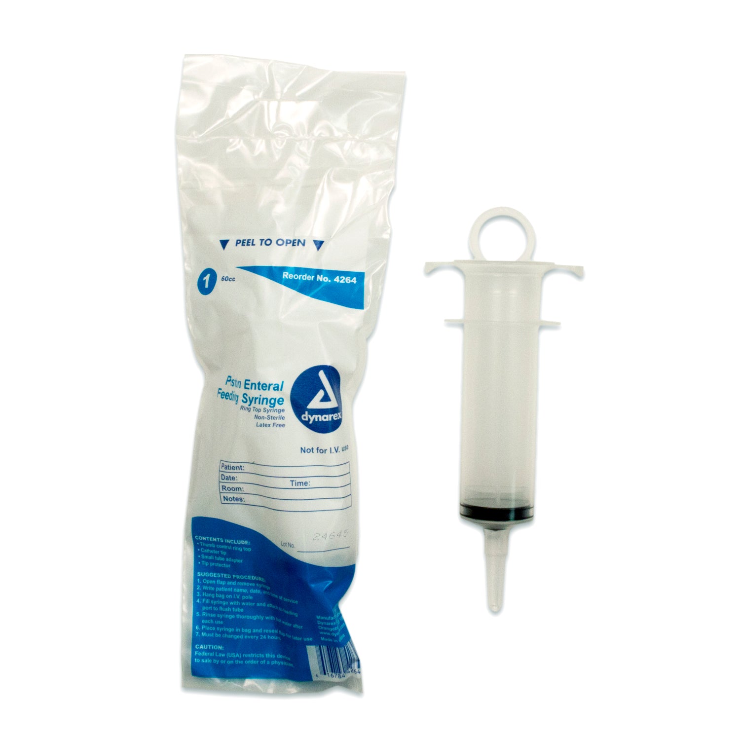Dyrnarex 4264 60mL Oral Syringe with Catheter Tip - No Safety Needle - Perfect for Medication Administration for Pets, Babies & Elderly Care