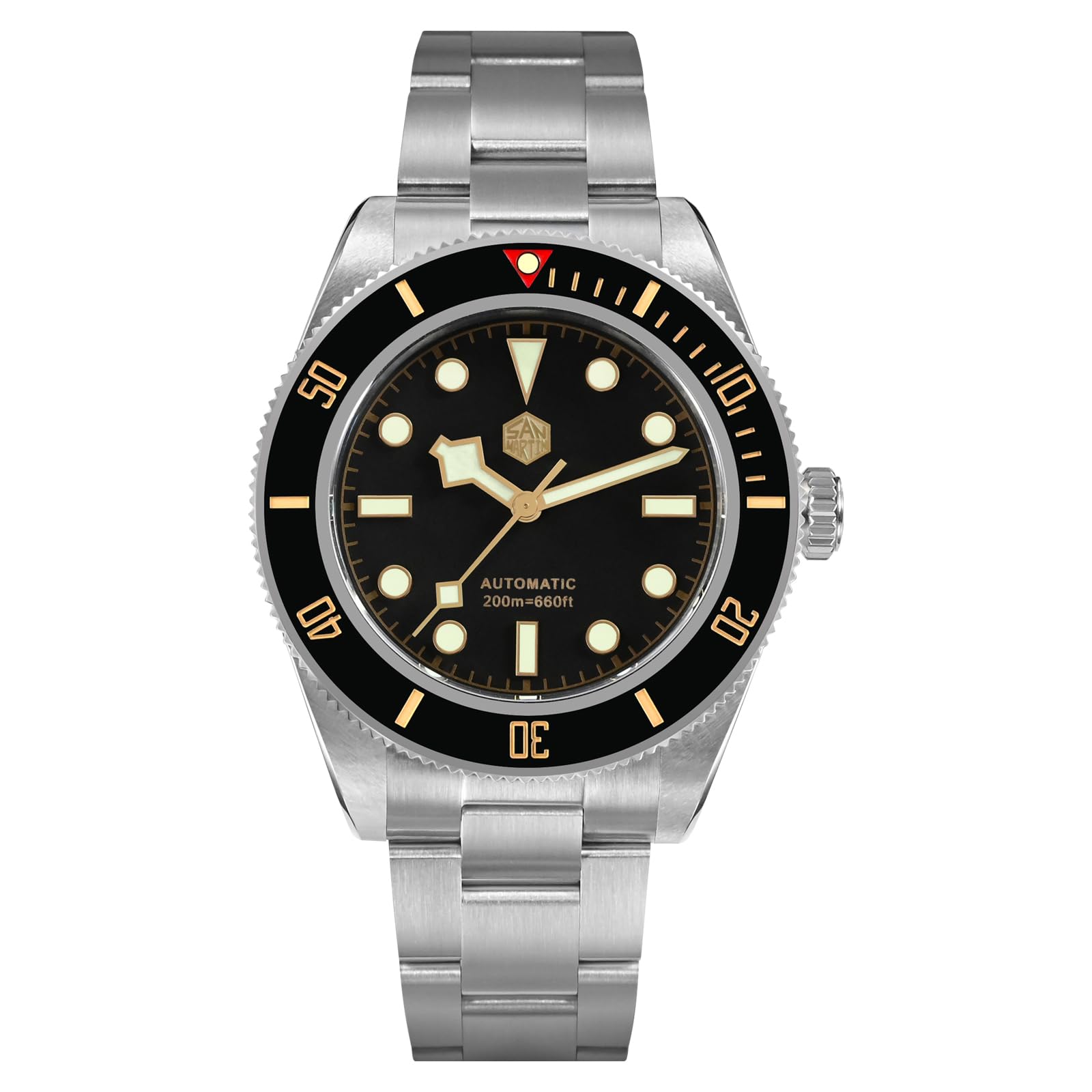 San Martin Men's Automatic Dive Watch with NH35 Movement - 40mm Stainless Steel Case, 20Bar Waterproof, Sapphire Crystal & Luminous Hands - Perfect for Scuba Diving, Swimming & Everyday Wear