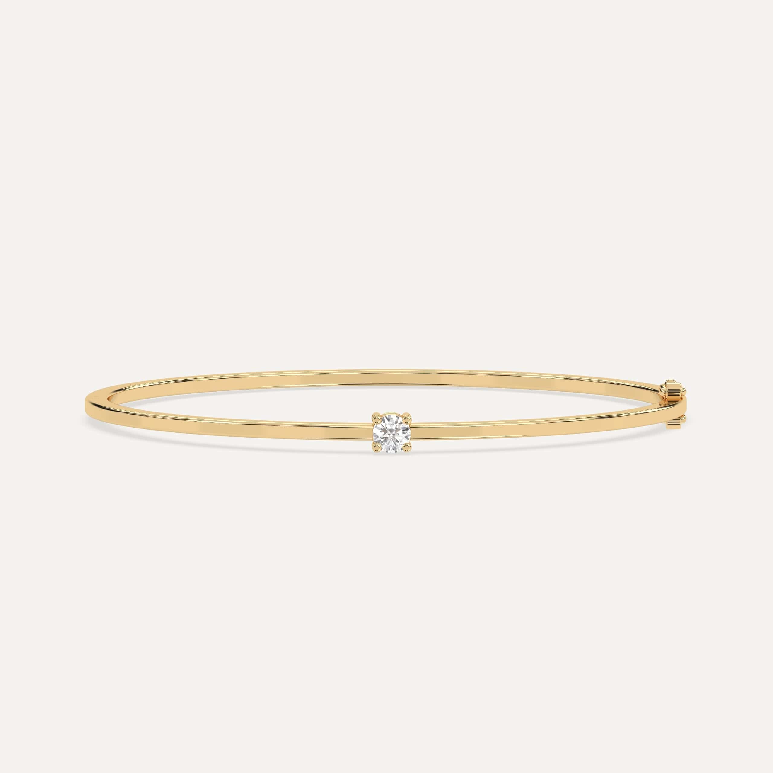1/4 Carat Round Diamond Solitaire Bangle Bracelet - Elegant 14K Gold Jewelry for Women, Perfect for Weddings, Anniversaries & Special Occasions