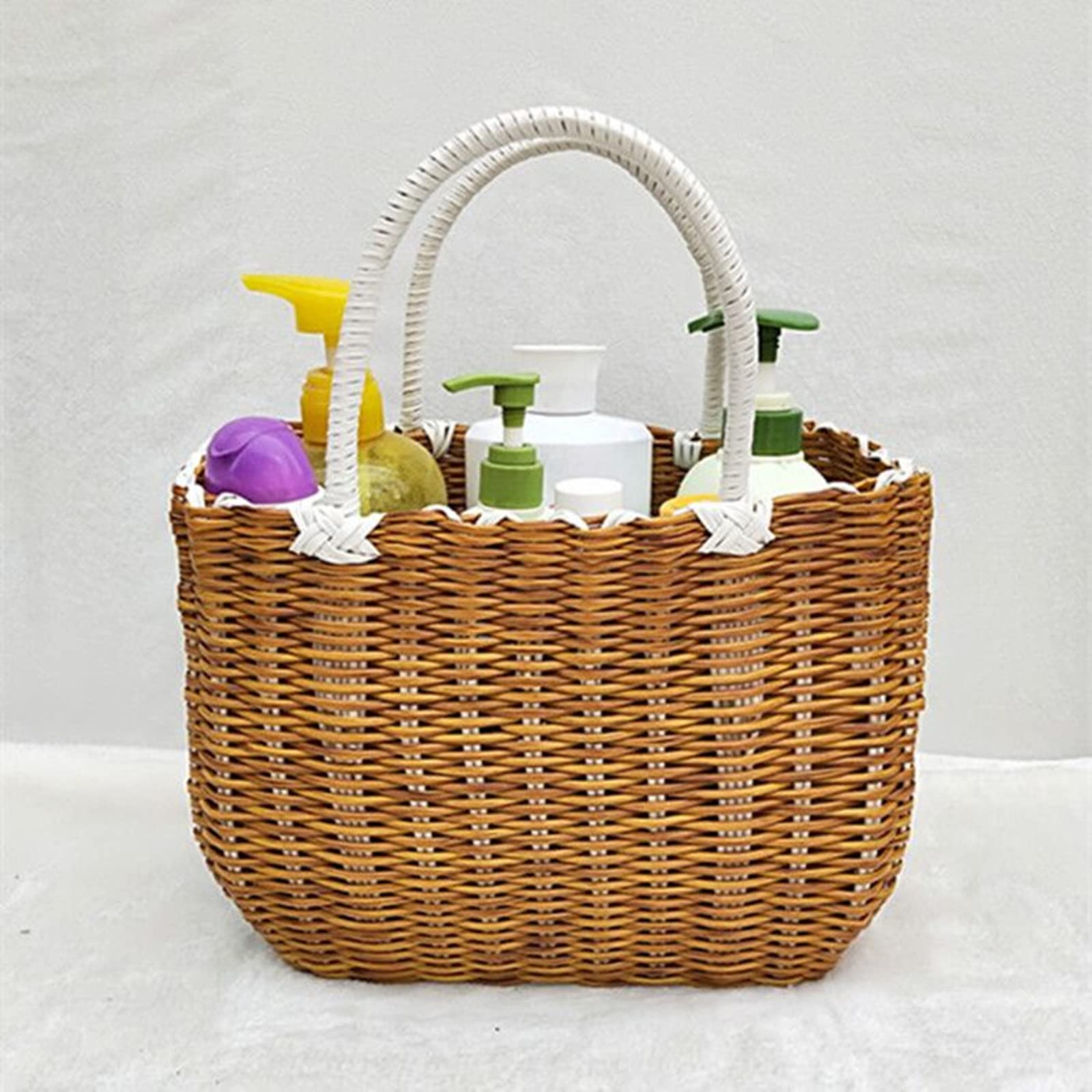 TRGCJGH Hand Woven Picnic Basket with Handles - Large Wicker Storage Basket for Camping, Outdoor, Christmas & Party | Perfect for Picnics, Beach Trips, Toy Storage & Gift Packaging
