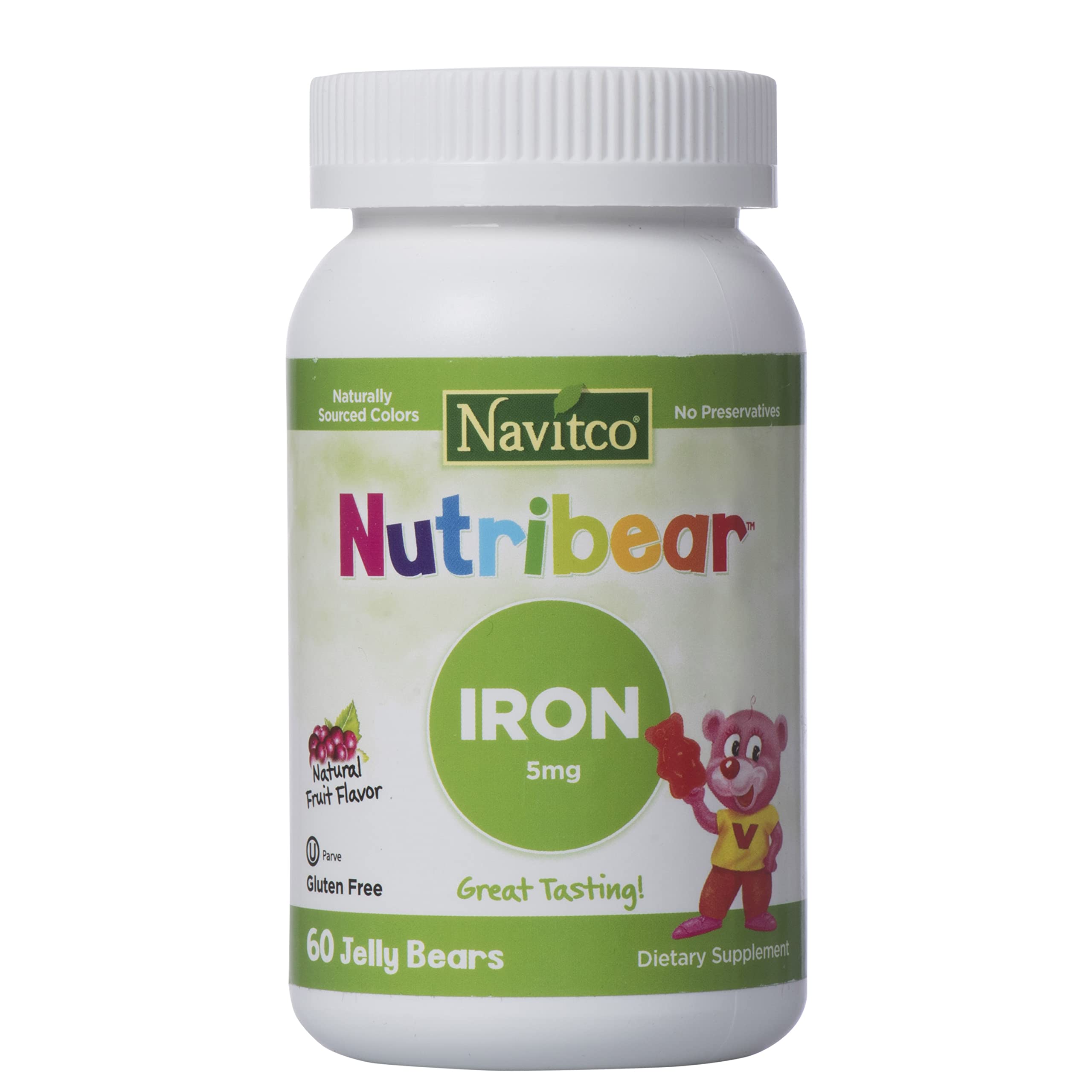 NutriBear Iron 5mg Gummy Bears - 60 Count | Delicious Iron Supplement for Kids & Adults | Perfect for Boosting Energy & Supporting Healthy Blood Cells