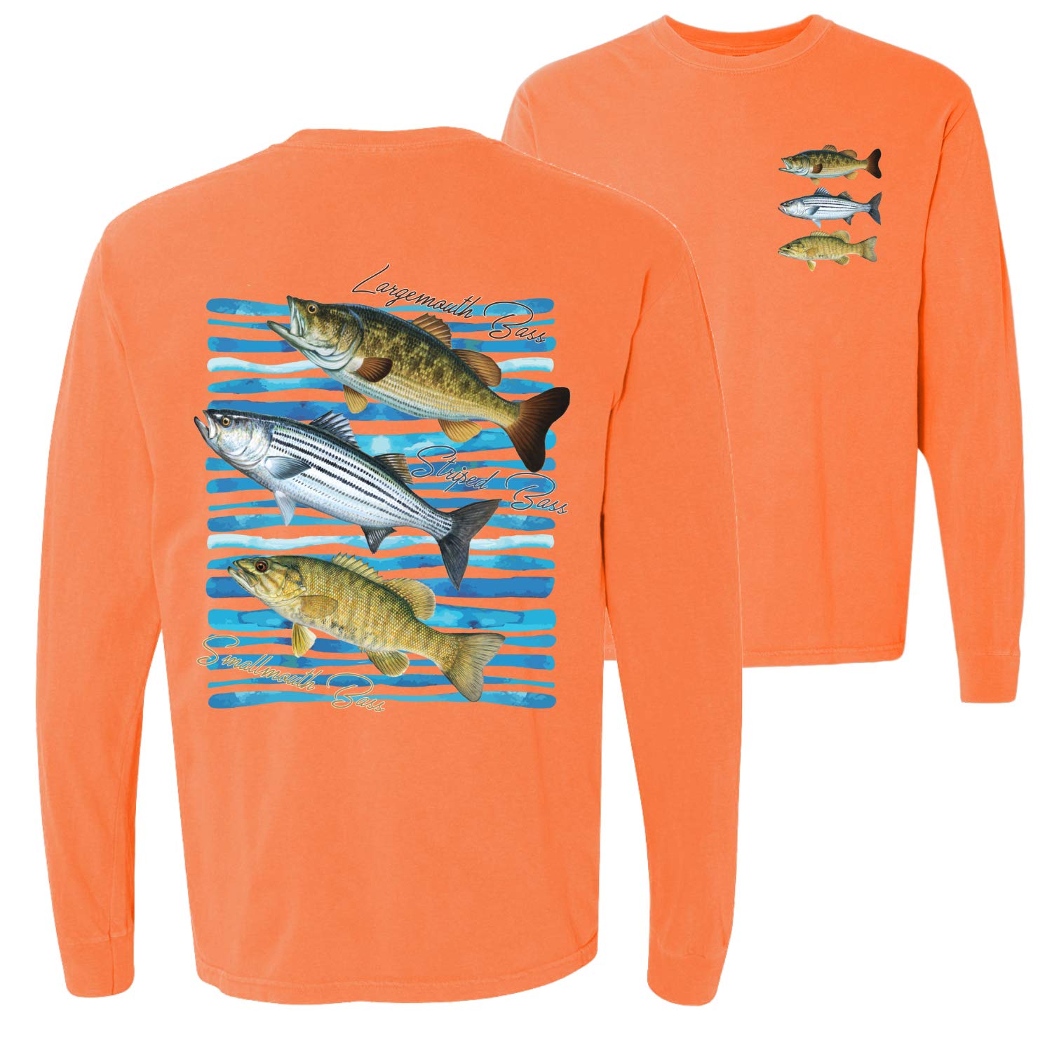 Premium Garment-Dyed Long Sleeve Bass Fishing T-Shirt for Largemouth & Smallmouth Anglers - Comfortable Performance Shirt for Freshwater Fishing Trips