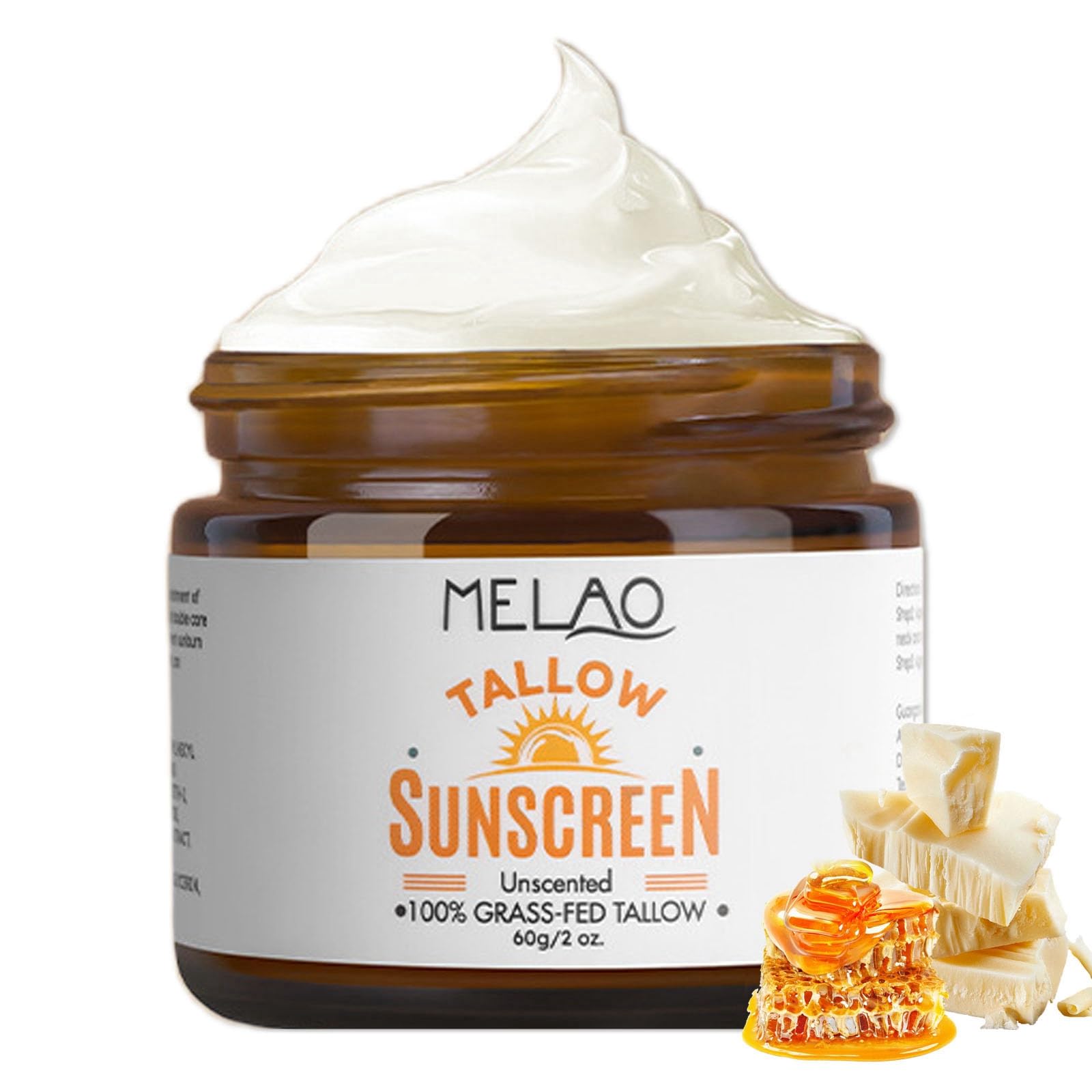 SPF 50 Beef Tallow Sunscreen & Moisturizer - Broad Spectrum Non-Greasy Facial Sunscreen with No White Cast | Natural Skin Care for Daily Sun Protection & Outdoor Activities