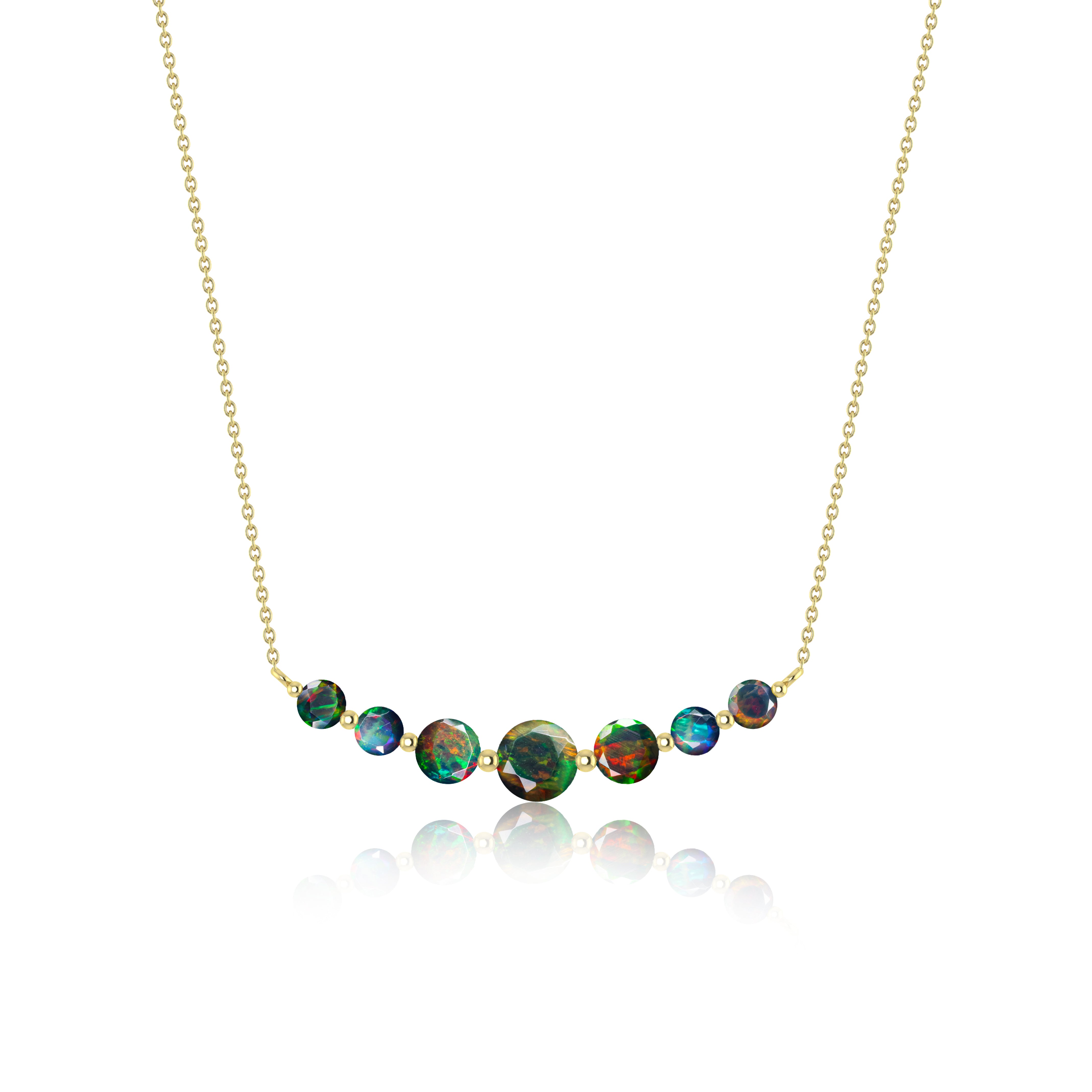 Exquisite Round Fire Opal Bar Pendant Necklace for Women | Genuine Opal Jewelry Gift for Her | Perfect for Date Nights, Anniversaries & Special Occasions