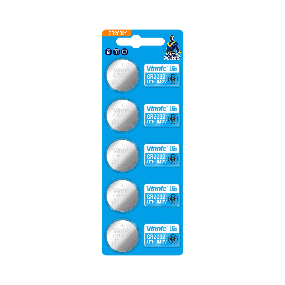 Vinnic CR2032 3V Lithium Coin Battery - 5 Pack - Long-Lasting Power for Watches, Key Fobs, Calculators & Medical Devices