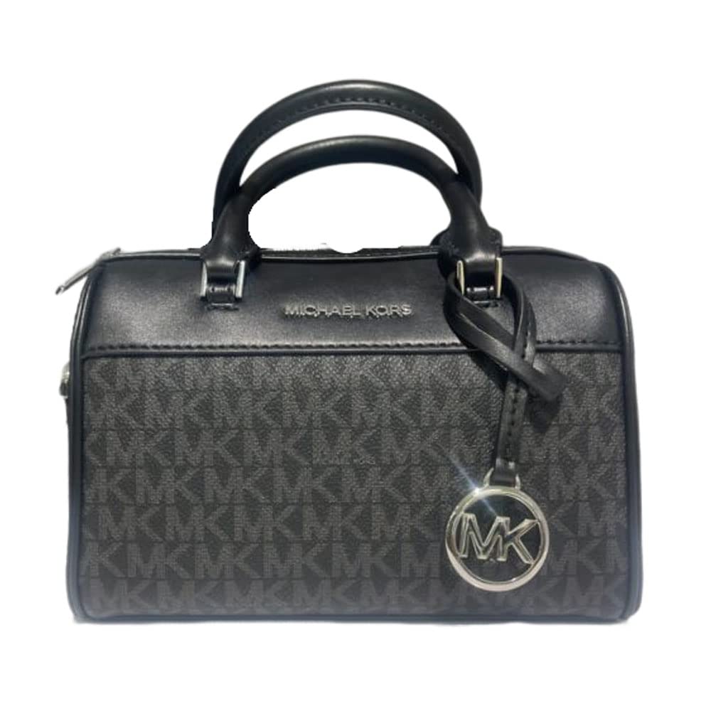 Michael Kors Extra Small Duffle Travel Bag - Leather & Coated Canvas Crossbody Purse for Women | Stylish Handbag for Work, Gym, Travel & Everyday Use