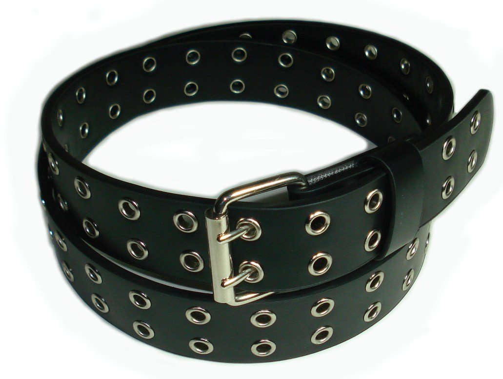 Stylish Black Studded Belt for Men & Women with Grommet Details - Perfect for Punk, Gothic, and Rock Fashion Outfits