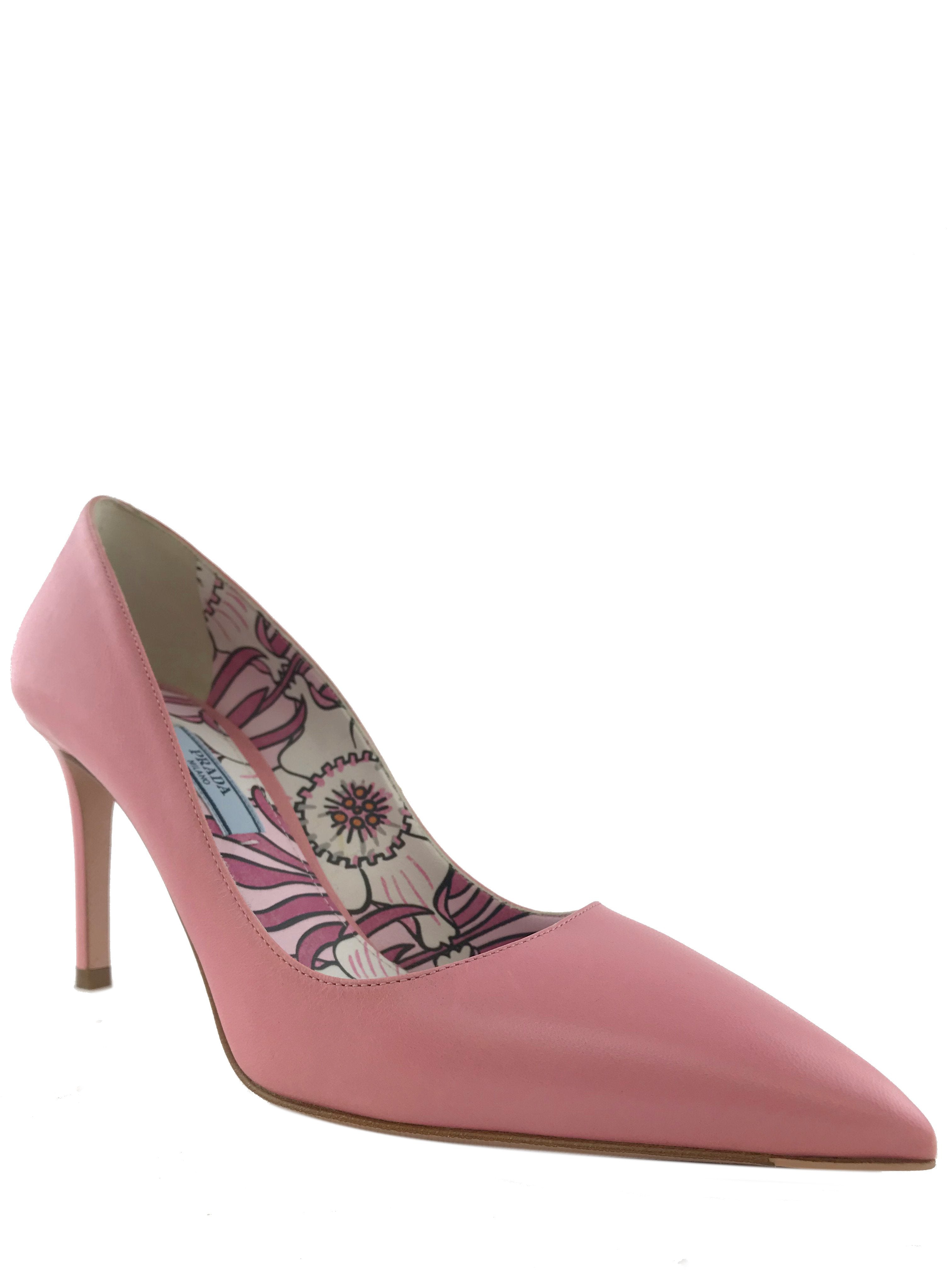 Prada Leather Classic Point Toe Pump Women's Shoes Size 7.5 US - Elegant High Heels for Office, Party & Special Occasions