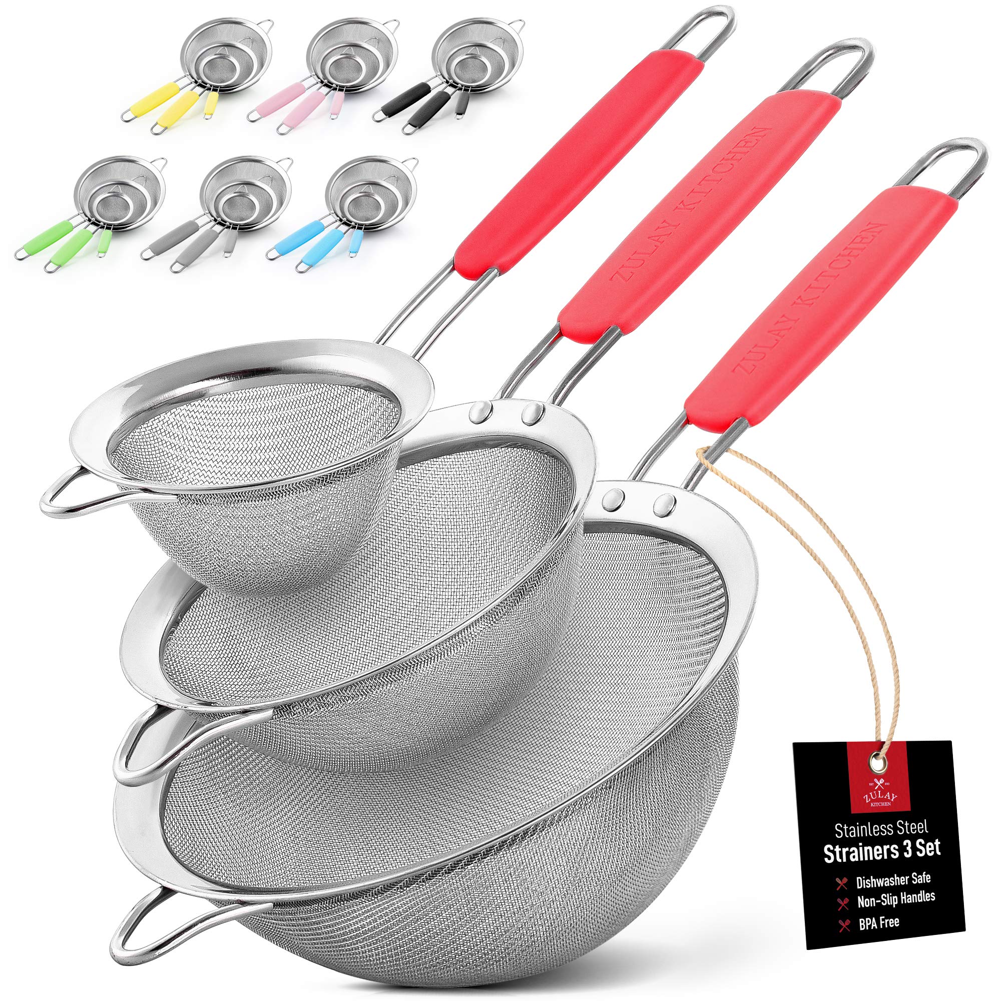Premium Stainless Steel Strainer Set - 3 Fine Mesh Sieves for Cooking & Baking