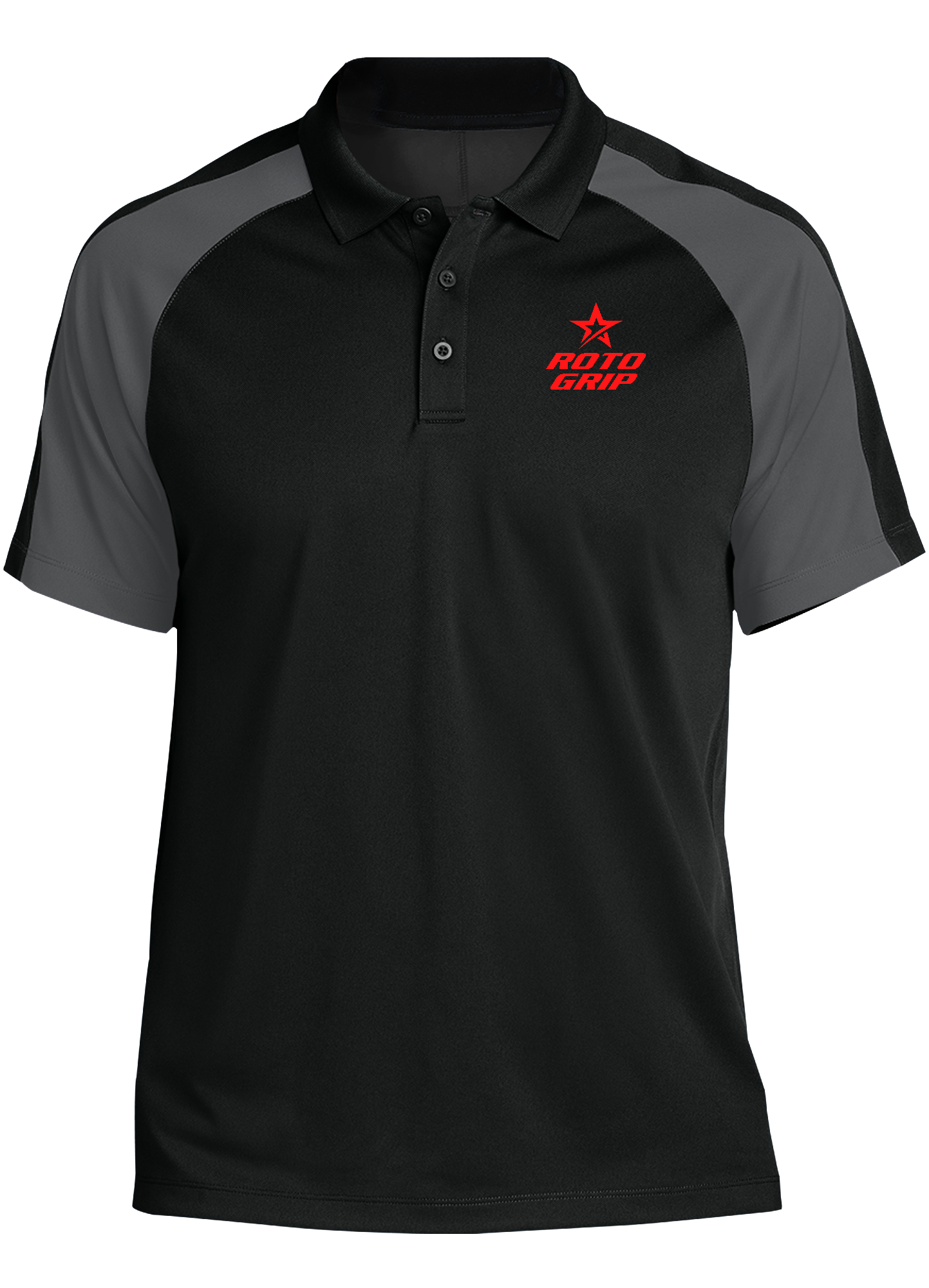 Roto Grip Tournament Polo Shirt for Men - Black & Gray Performance Bowling Shirt - Breathable & Moisture-Wicking for League Play & Tournaments
