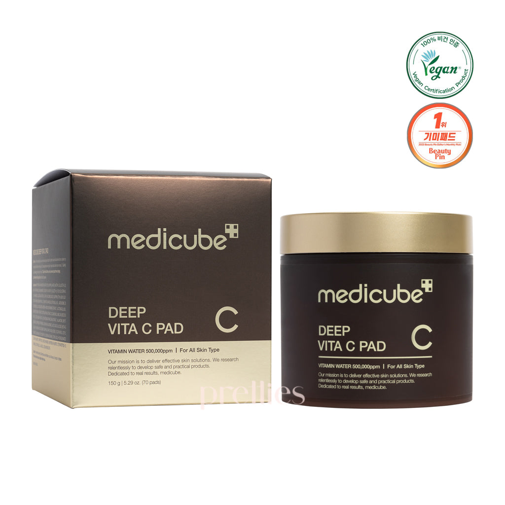 Medicube Deep Vita C Pad - 70 Pads Exfoliating & Brightening Treatment for Glowing Skin | Korean Skincare for Acne, Dark Spots & Dullness | Daily Use for Face & Body