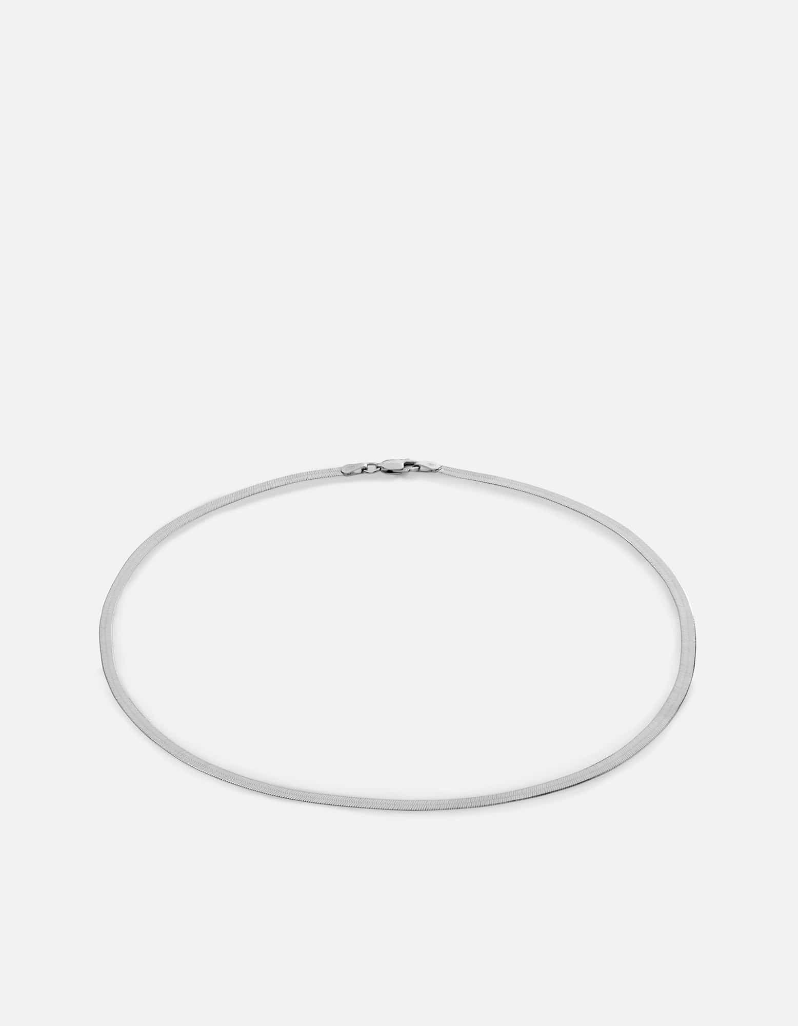 3mm Herringbone Choker Necklace - Sterling Silver Jewelry for Women - Elegant Layering Piece for Everyday Wear & Special Occasions