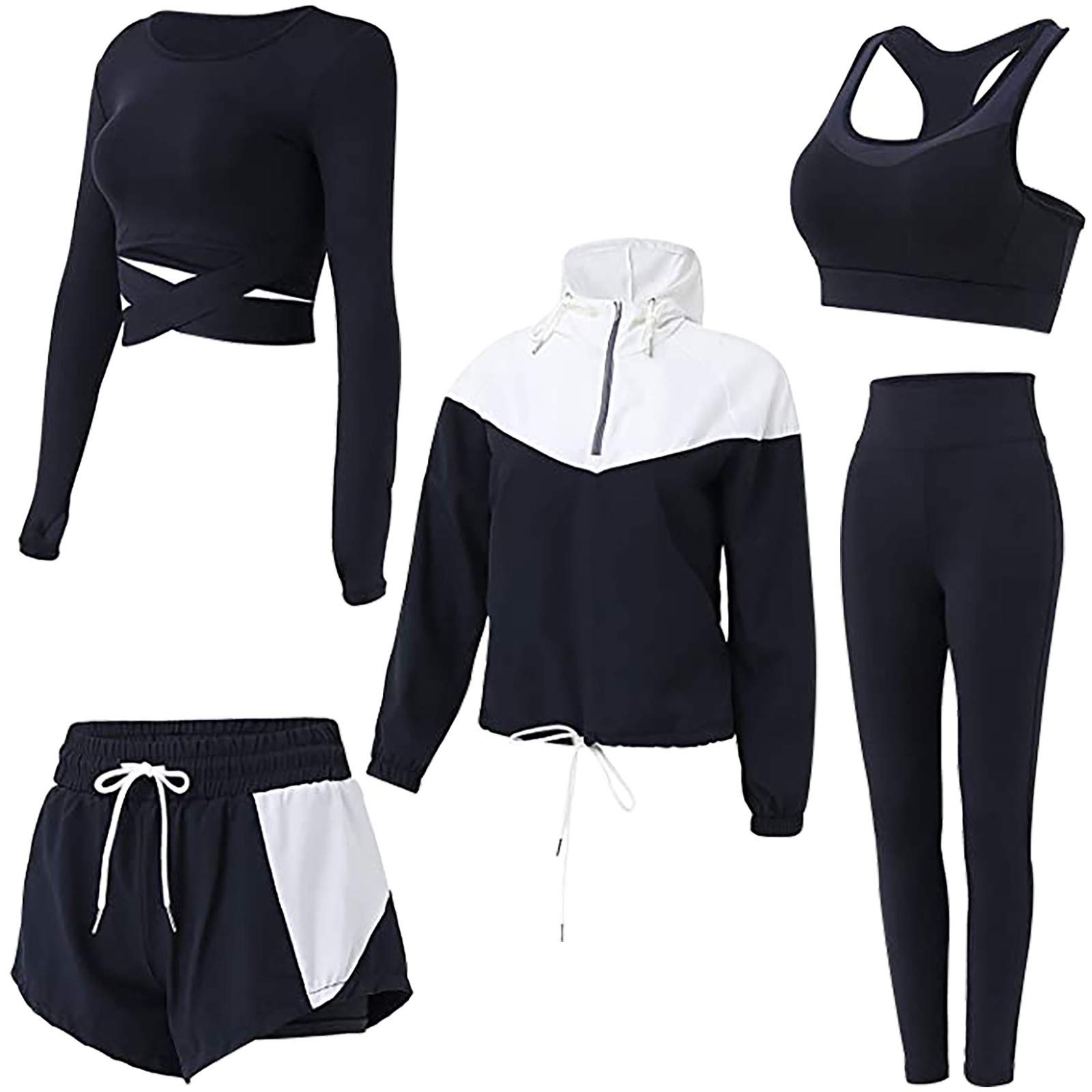 5-Piece Women's Yoga Outfit Set - Winter Running Tracksuit & Fitness Dress for Yoga, Gym, and Outdoor Activities