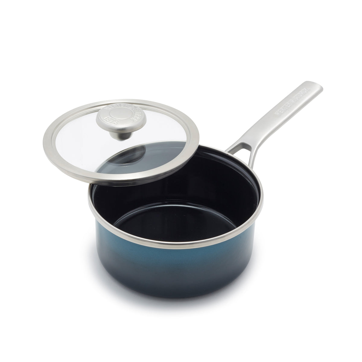 Premium Merten & Storck 1.5 Quart Enameled Steel Core Saucepan with Glass Lid - Aegean Teal Blue Cookware for Sauces, Soups & Stews | Perfect for Gas, Electric & Induction Stovetops