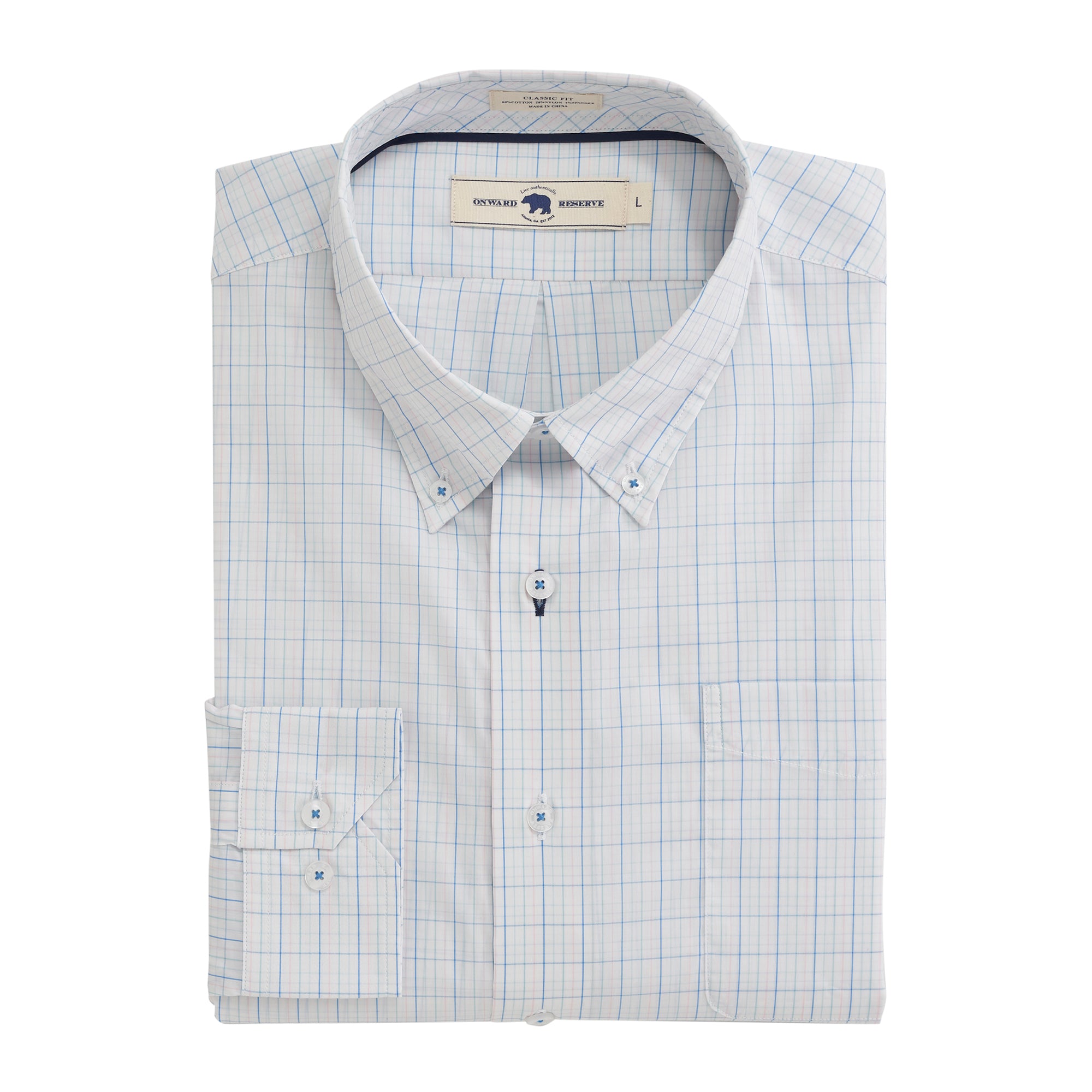 Piana Classic Fit Quad Button Down Shirt for Men - Premium Cotton Dress Shirt for Business & Casual Wear