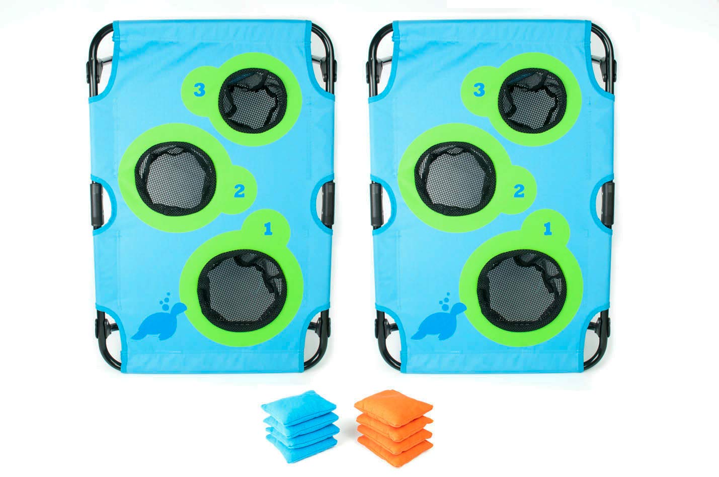 Seaturtle Sports Ultra Portable Cornhole Bean Bag Toss Game Set - Outdoor Lawn Backyard Tailgate Party & Beach Picnic Fun for Adults & Kids