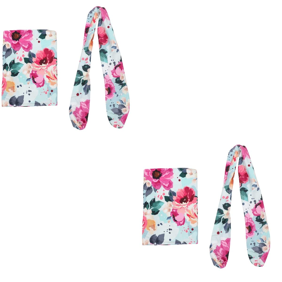 DOITOOL 2-Pack Floral Baby Swaddle Blanket Set with Headband - Soft Newborn Receiving Wrap for Boys & Girls - Perfect for Nursery, Photography & Gifts