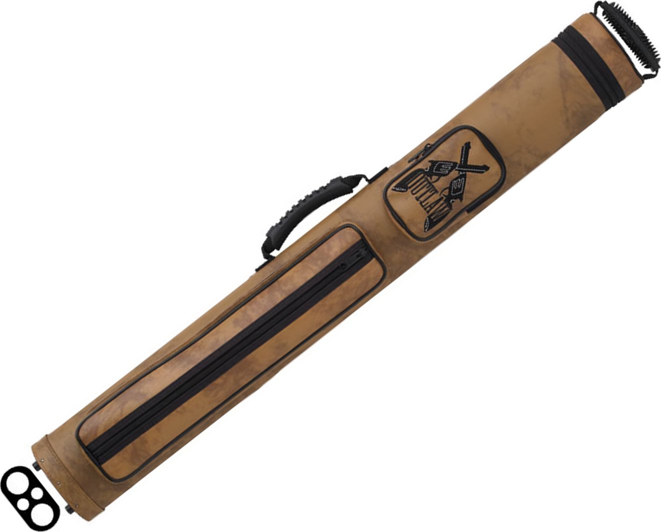 Outlaw 2-Butt & 2-Shaft Vinyl Pool Cue Case with Guns Design - Durable Billiards Accessory for Players | Perfect for Pool Halls, Tournaments & Home Game Rooms