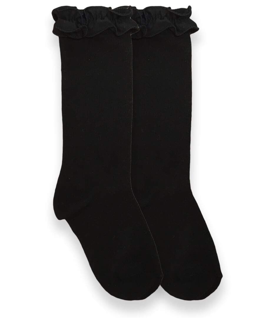 Jefferies Little Girls Ruffle Knee High Socks - 1 Pack of Cute Ankle Socks for Toddlers & Kids - Perfect for School, Dress Up & Special Occasions