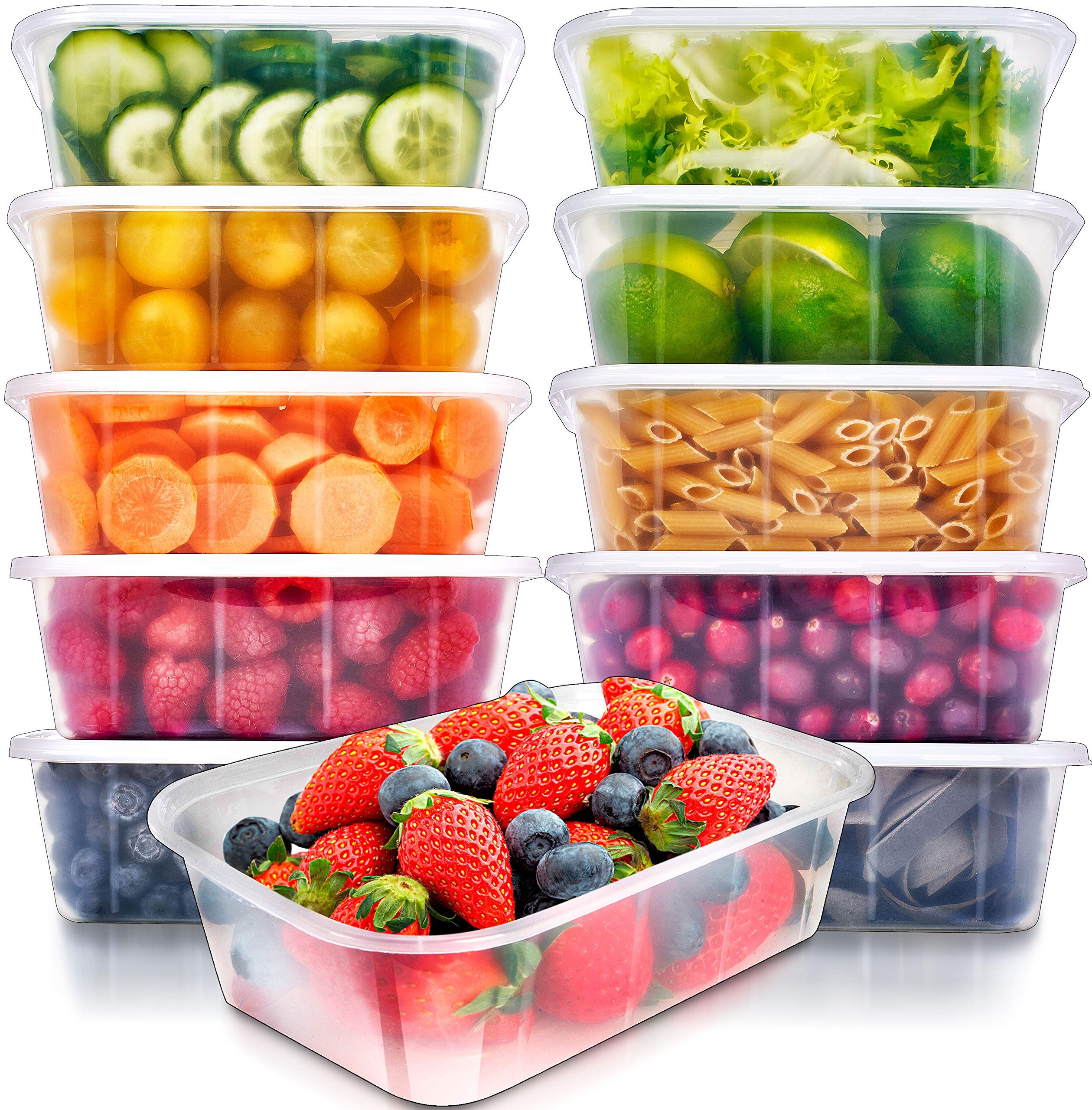 Prep Naturals 25oz Plastic Food Storage Containers with Lids - 10 Pack BPA-Free Meal Prep & Freezer Containers for Kitchen Organization, Leftovers & Portion Control | Ideal for Meal Prepping, Food Storage & Home Organization