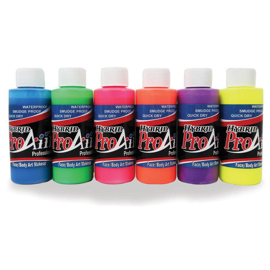 ProAiir Hybrid Fluorescent UV Colors Kit (1.0 oz) - Vibrant UV Reactive Paint for Art, Crafts & Nail Designs - Perfect for Blacklight Parties & Neon Art Projects
