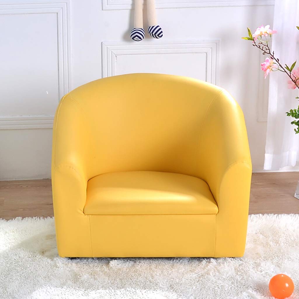 Yellow Leather Mini Armchair for Kids - Soft & Comfortable Small Sofa for Toddlers Age 1-5 Years - Perfect for Nursery, Playroom or Bedroom Decor (Boy & Girl)