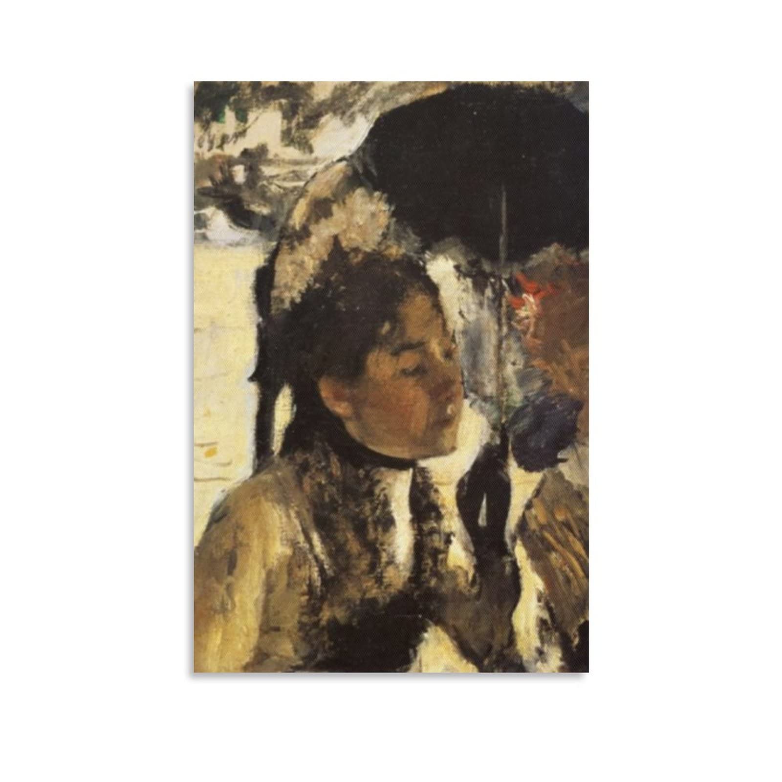 Edgar Degas 'The Woman with a Parasol' Painting Canvas Wall Art Print - 8x12 inch (20x30cm) Framed/Unframed Home Decor, Gift & Office Decoration | Famous Impressionist Artwork for Living Room, Bedroom & Study