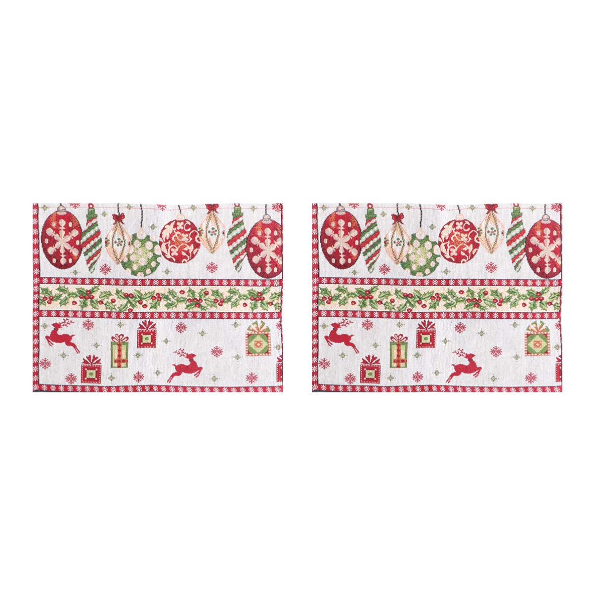 Amosfun 2-Pack Christmas Reindeer Placemats - Holiday Table Mats for Xmas Dinner Decorations, Festive Dining Table Setting for Parties & Family Gatherings
