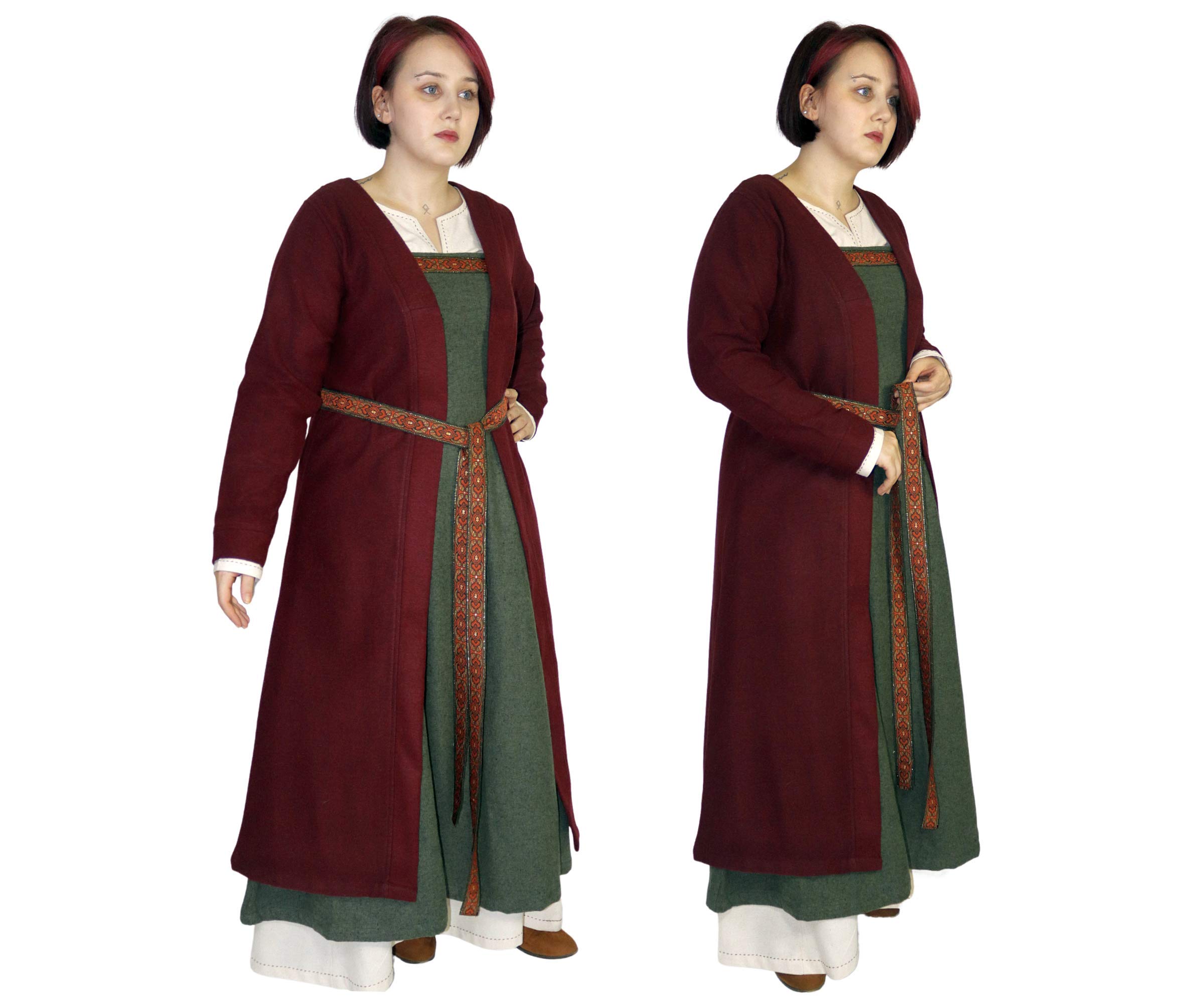 BIRKA Medieval Viking Women's Wool Coat – Handmade in Turkey – Warm & Authentic Viking Age Outerwear for LARP, Cosplay & Historical Reenactment
