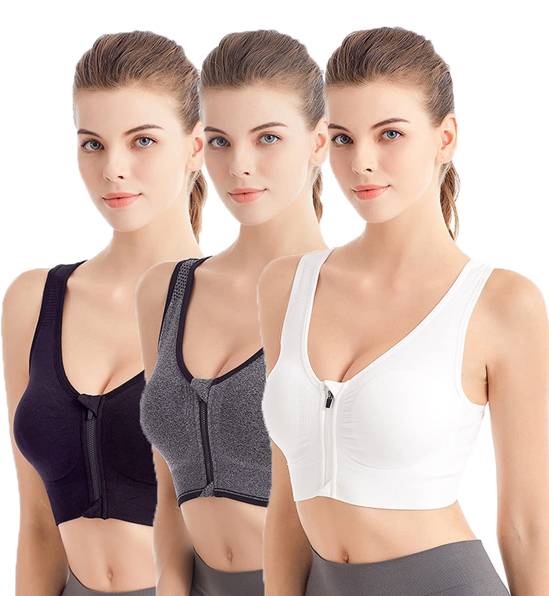 Women's Workout Athletic Shirts - 3 Pack Dry Fit Running Tops for Gym & Yoga
