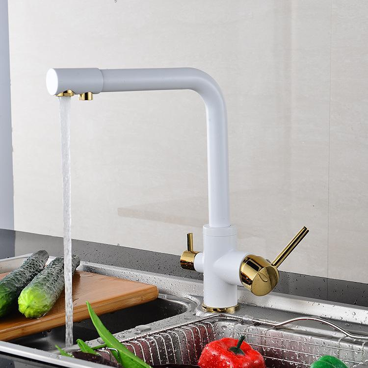 Modern Matte White Double Faucet Tap - Sleek Bathroom Sink Faucet with Dual Handles for Contemporary Homes | Perfect for Bathroom Vanity, Guest Bath, or Powder Room Renovations