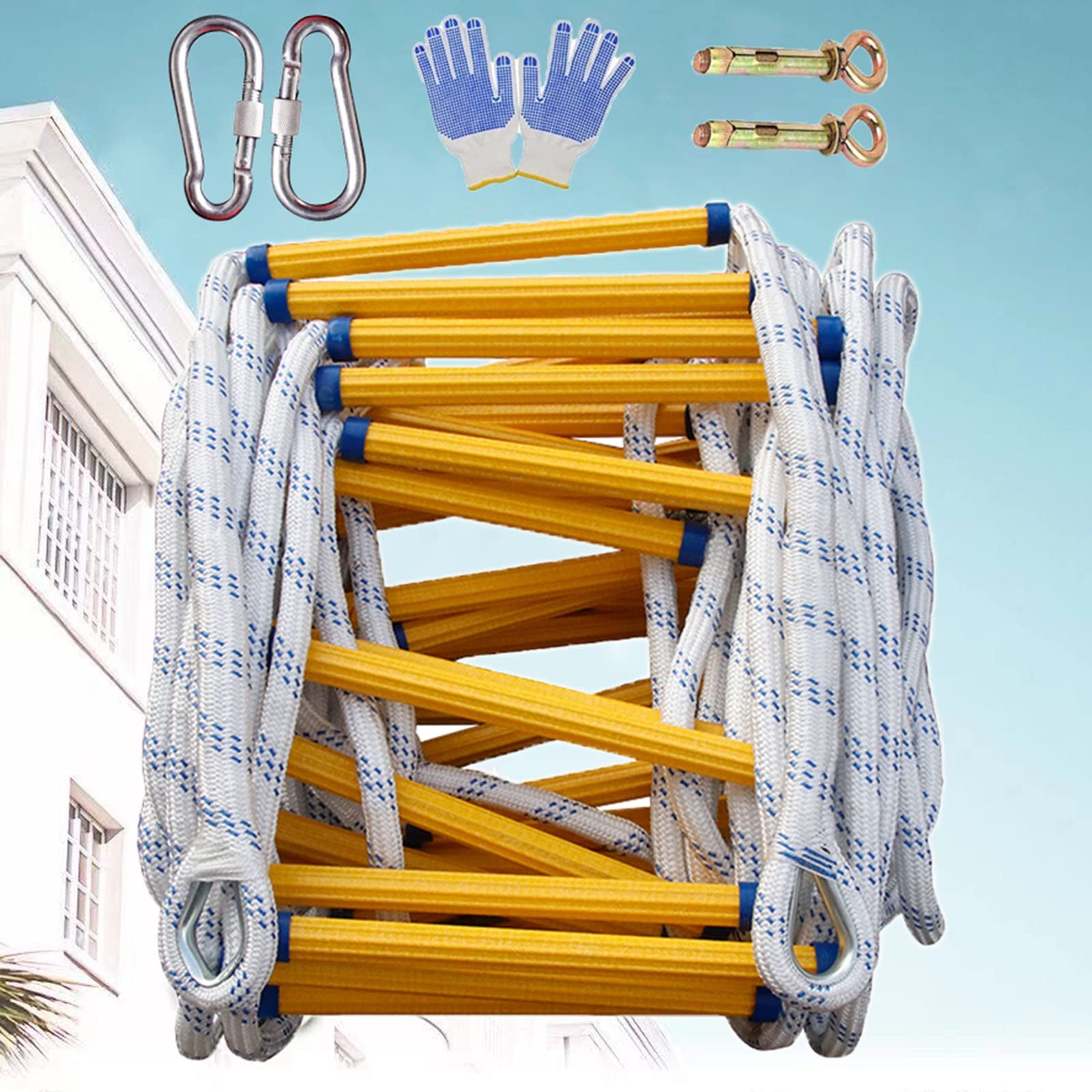 9Ft (3M) Fire Escape Ladder - Compact Portable Safety Rope Ladder for Emergency Evacuation, Climbing Sports & Rescue | 8m/26ft Size | Perfect for Home Safety, Outdoor Adventures & Emergency Preparedness