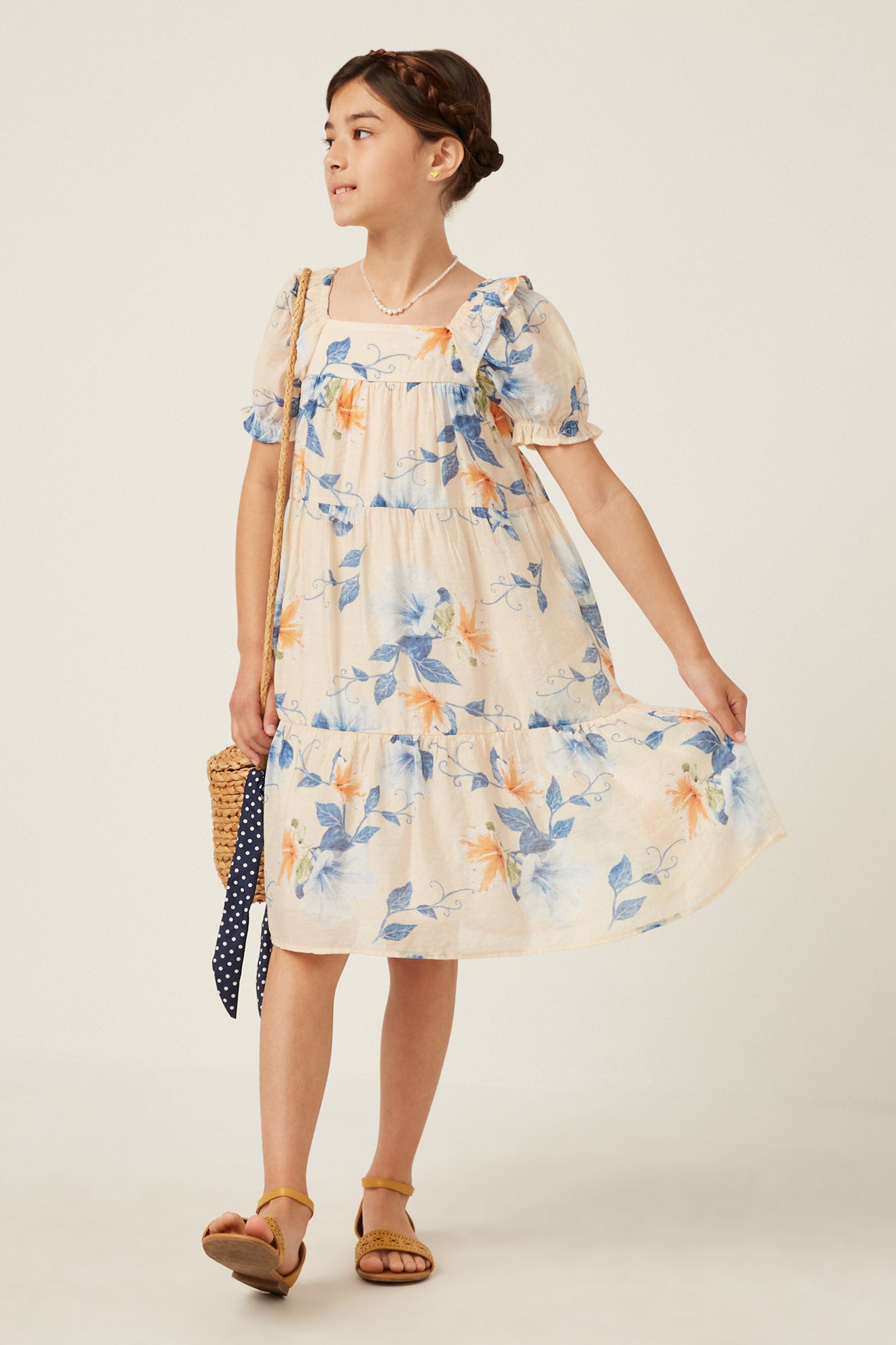 Elegant Watercolor Floral Print Ruffled Shoulder Dress for Women | Summer Wedding Guest Outfit & Garden Party Dress