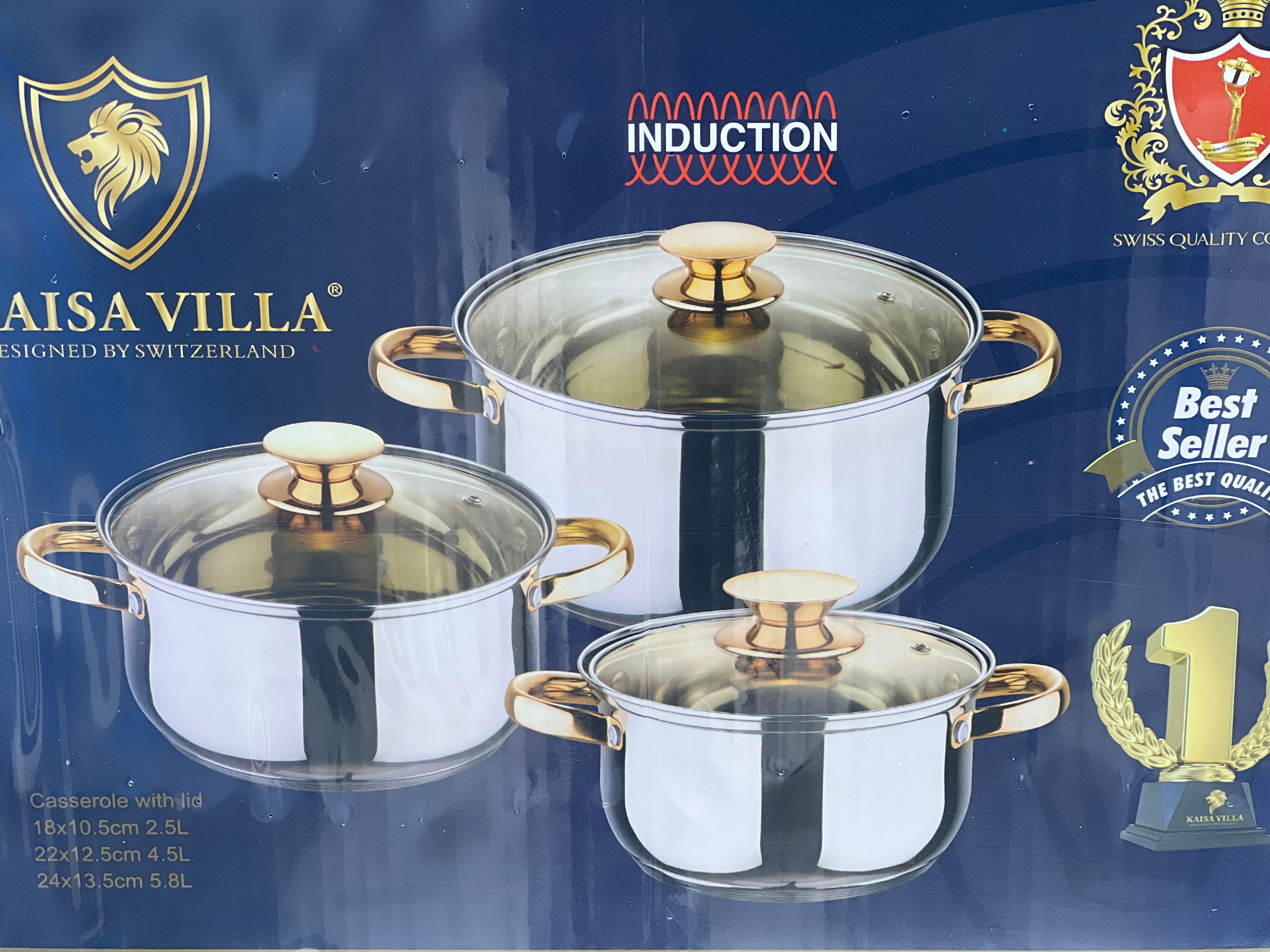 Premium Induction Cooking Pots Set - 5-Piece Nonstick Cookware for Gas & Electric Stoves - Perfect for Home Kitchen, Boiling, Frying & Stewing