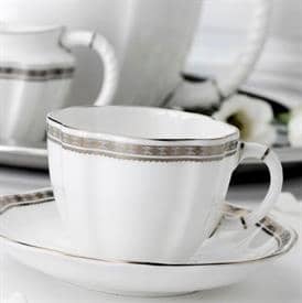 Premium Carlton Platinum Tea Cup and Saucer Set - Elegant Porcelain Tea Set for Afternoon Tea, Bridal Shower, or Gift - Perfect for English Tea Parties and Home Decor