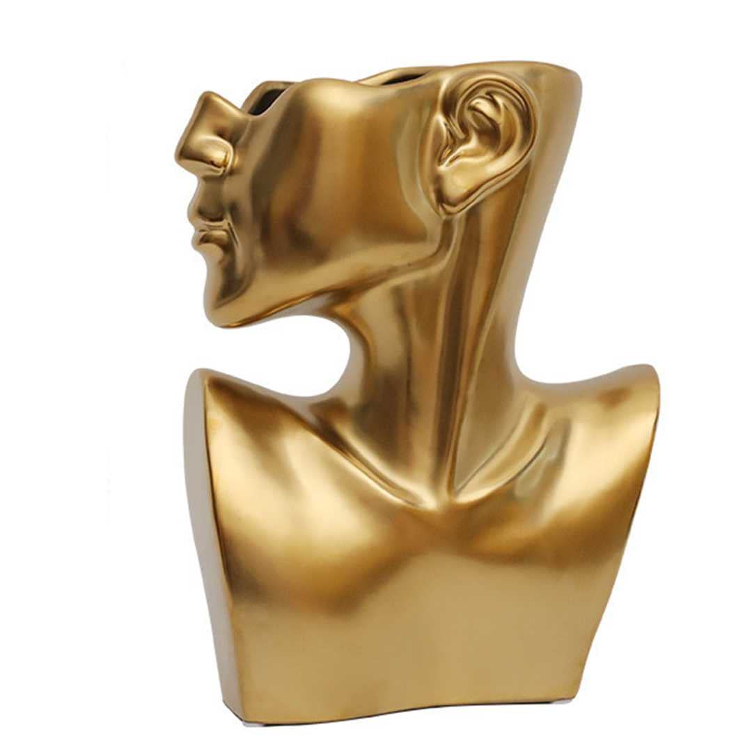 Ceramic Face Vase - Creative Head Sculpture Flower Pot for Home Decor | Modern Living Room, Bedroom, Office & Bookshelf Decoration | Perfect for Fresh Flowers, Succulents & Interior Design Accents