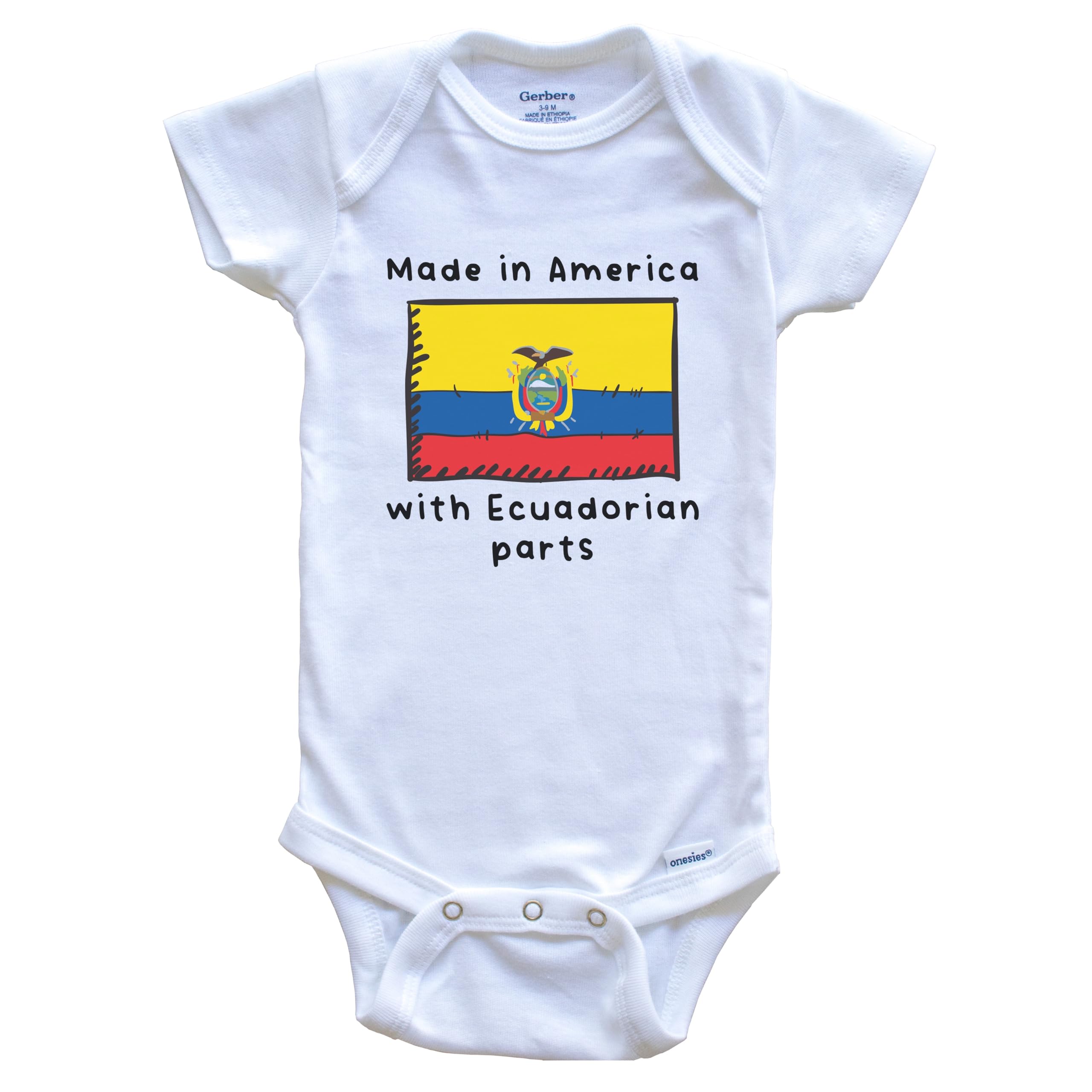 Ecuador Flag One Piece Baby Bodysuit - Made in USA with Premium Ecuadorian Fabric | Cute Infant Outfit for Holidays, Parties & Photo Shoots