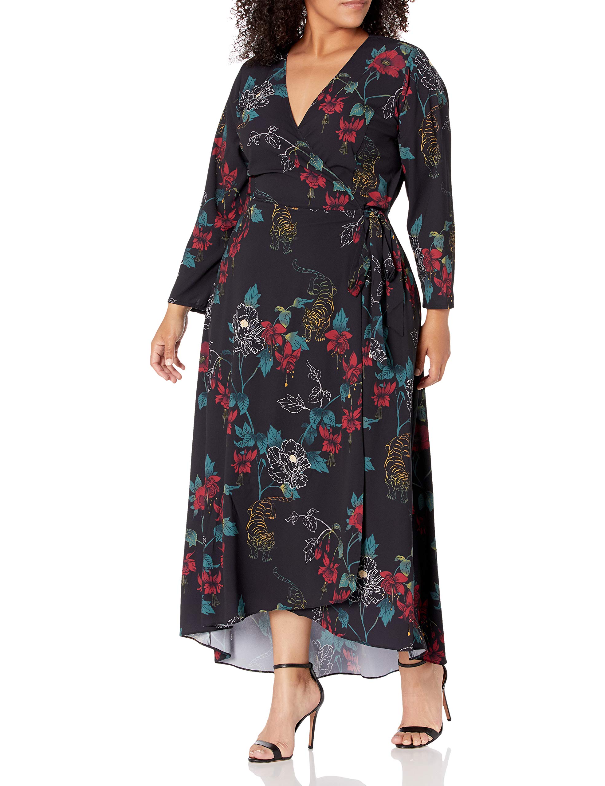Floral Print Women's Wrap Maxi Dress with Adjustable Tie Belt - Elegant Summer Beach Dress for Vacations, Weddings & Date Nights