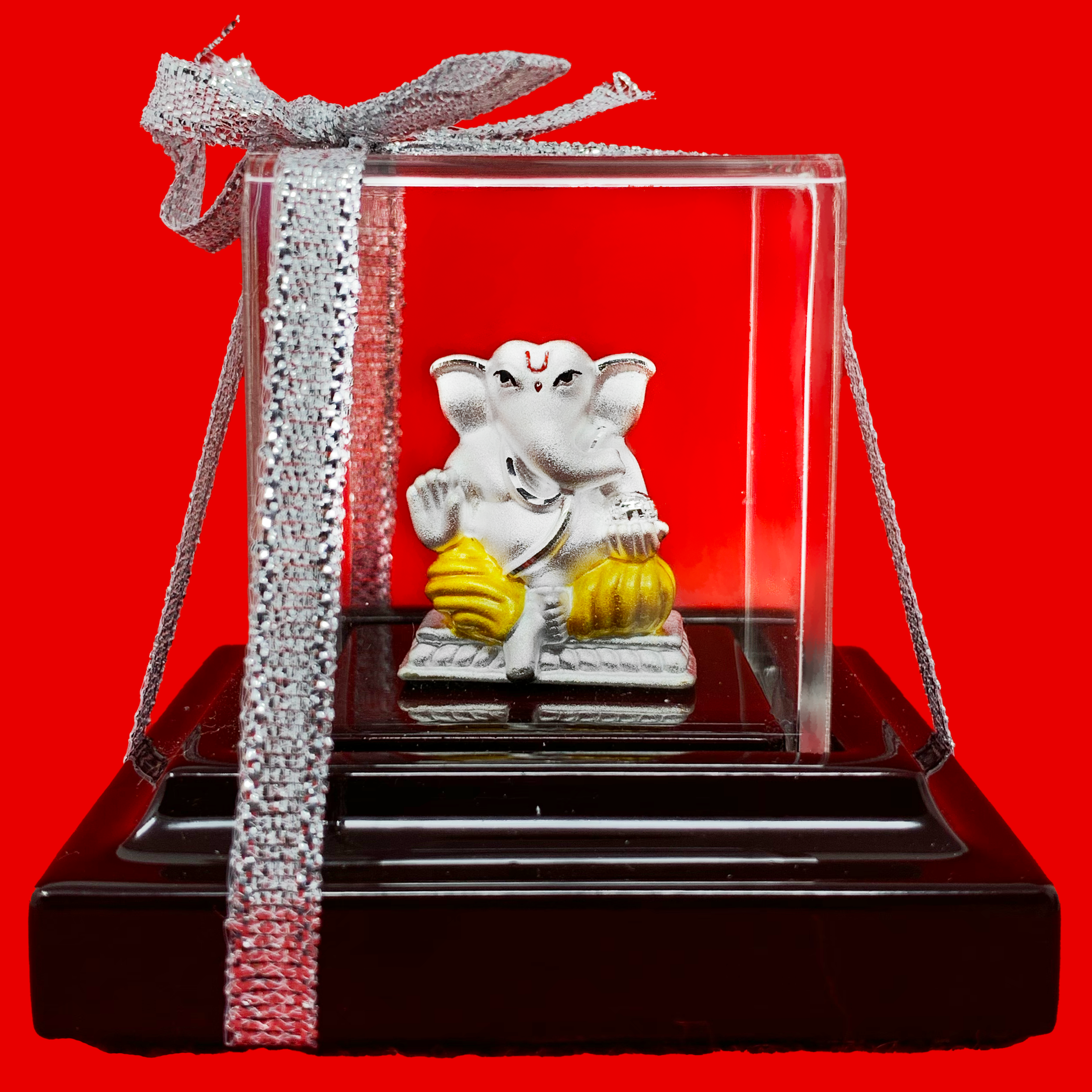 999 Pure Silver Small Square Ganesha Idol for Home Altar - Hindu God of Wisdom & Prosperity Statue - Perfect for Pooja Room, Meditation Space & Spiritual Decor