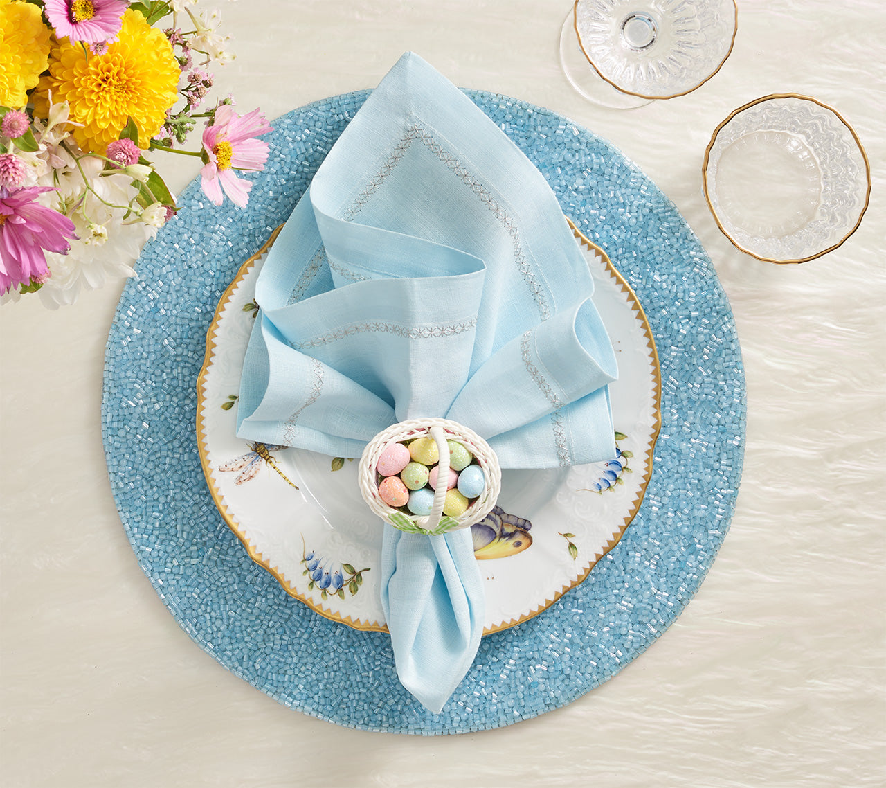 Premium Periwinkle Perennial Placemats Set of 4 - Waterproof & Heat-Resistant for Dining Table, Kitchen, and Outdoor Use