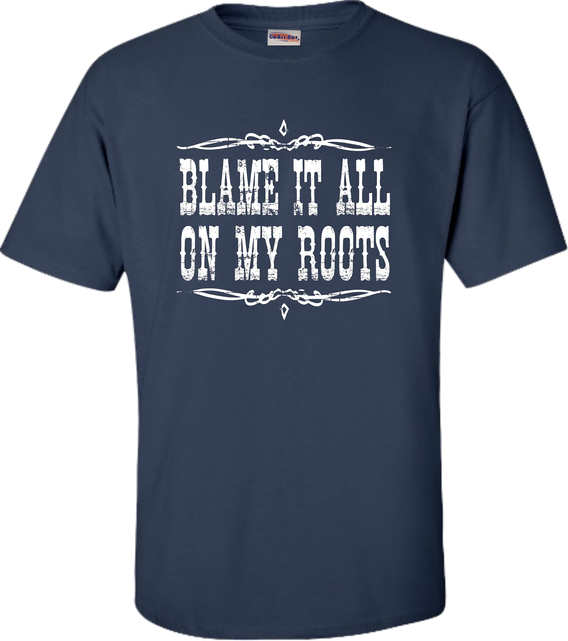 Go All Out Adult Blame It On My Roots Country Music T-Shirt - Vintage Style Graphic Tee for Concerts, Parties & Casual Wear