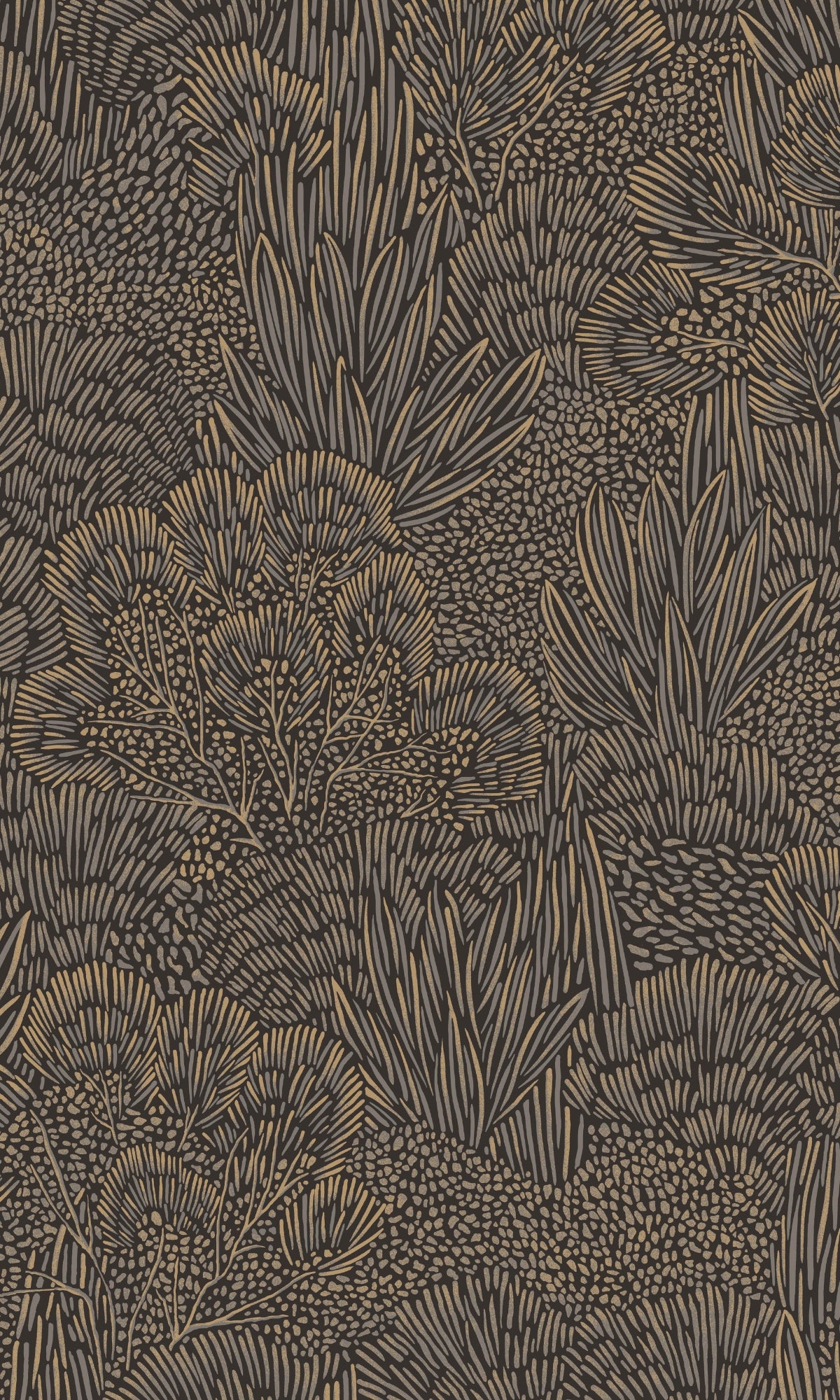 Black & Gold Embossed Leaves & Trees Tropical Wallpaper R9098 - Elegant Botanical Peel & Stick Wall Mural for Living Room, Bedroom, or Office Decor