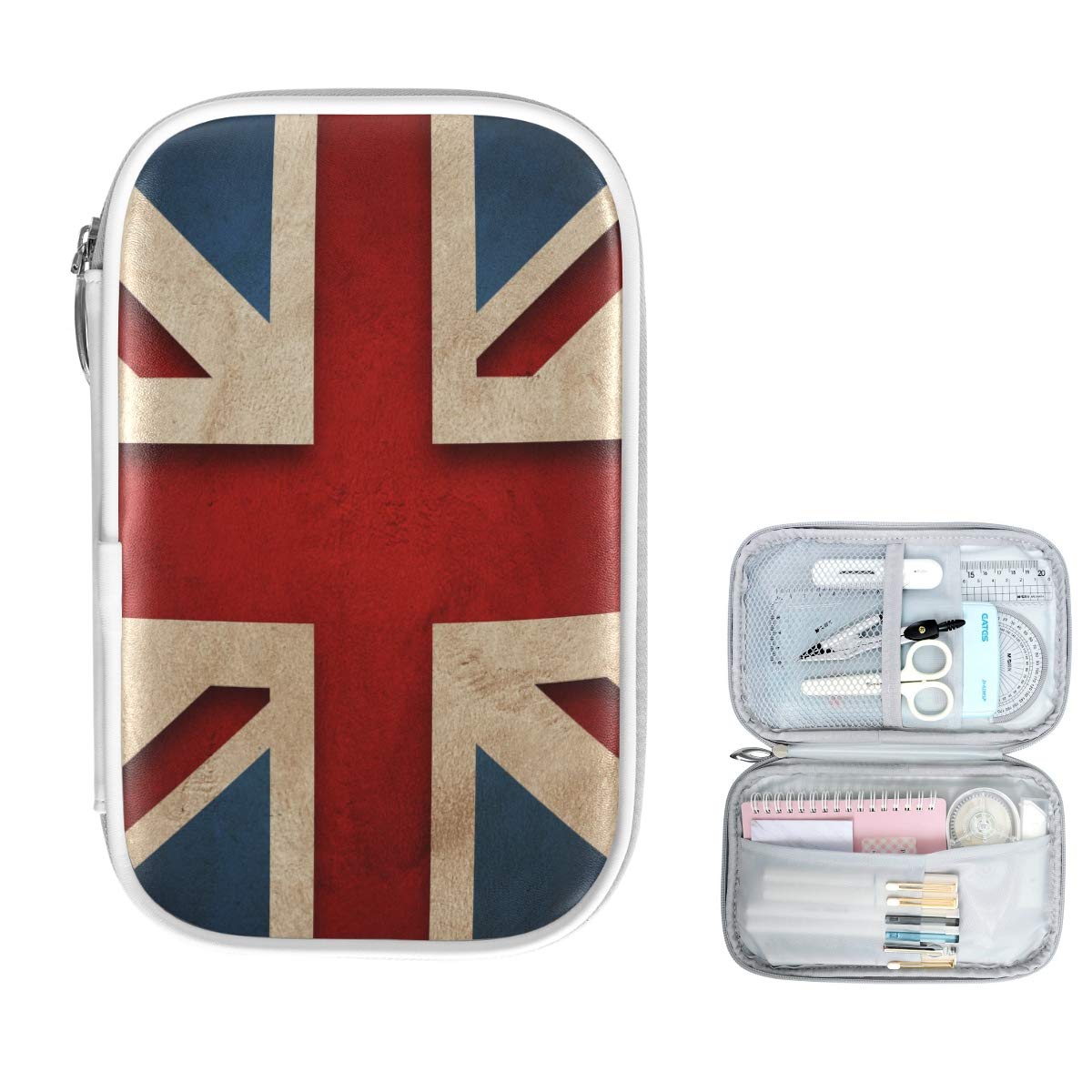 ZZKKO Union Jack London Pencil Case - Zippered Pouch for Pens, School Supplies & Makeup | Perfect for School, Office & Travel Organization