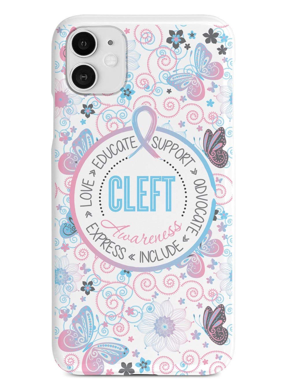 **Inspired Cases - iPhone 11 Case with 3D Textured Design - Shockproof & Protective Cover for Apple iPhone 11 - Cleft Awareness Butterfly Pattern - Perfect for Daily Use, Travel & Outdoor Activities**