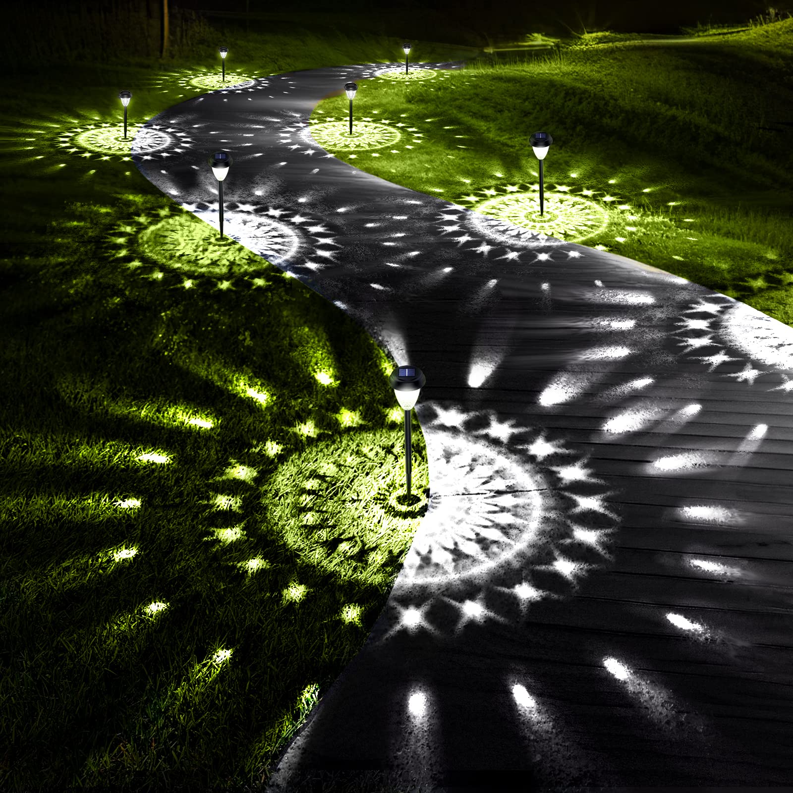 Ultra Bright Solar Outdoor Lights 10 Pack - 100% Faster Charging Solar Pathway Garden Lights with 12H Auto On/Off, Waterproof Solar Lights for Walkway, Yard, Lawn - Perfect for Garden, Patio, and Driveway Lighting