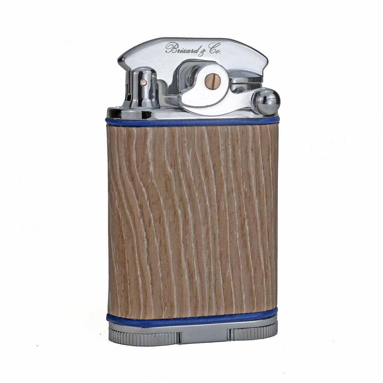 Brizard & Co. Gatsby Style Bleached Oak Wood & Leather Triple Torch Flame Table Lighter – Vintage Cigar & Candle Lighter for Home, Office & Gifts